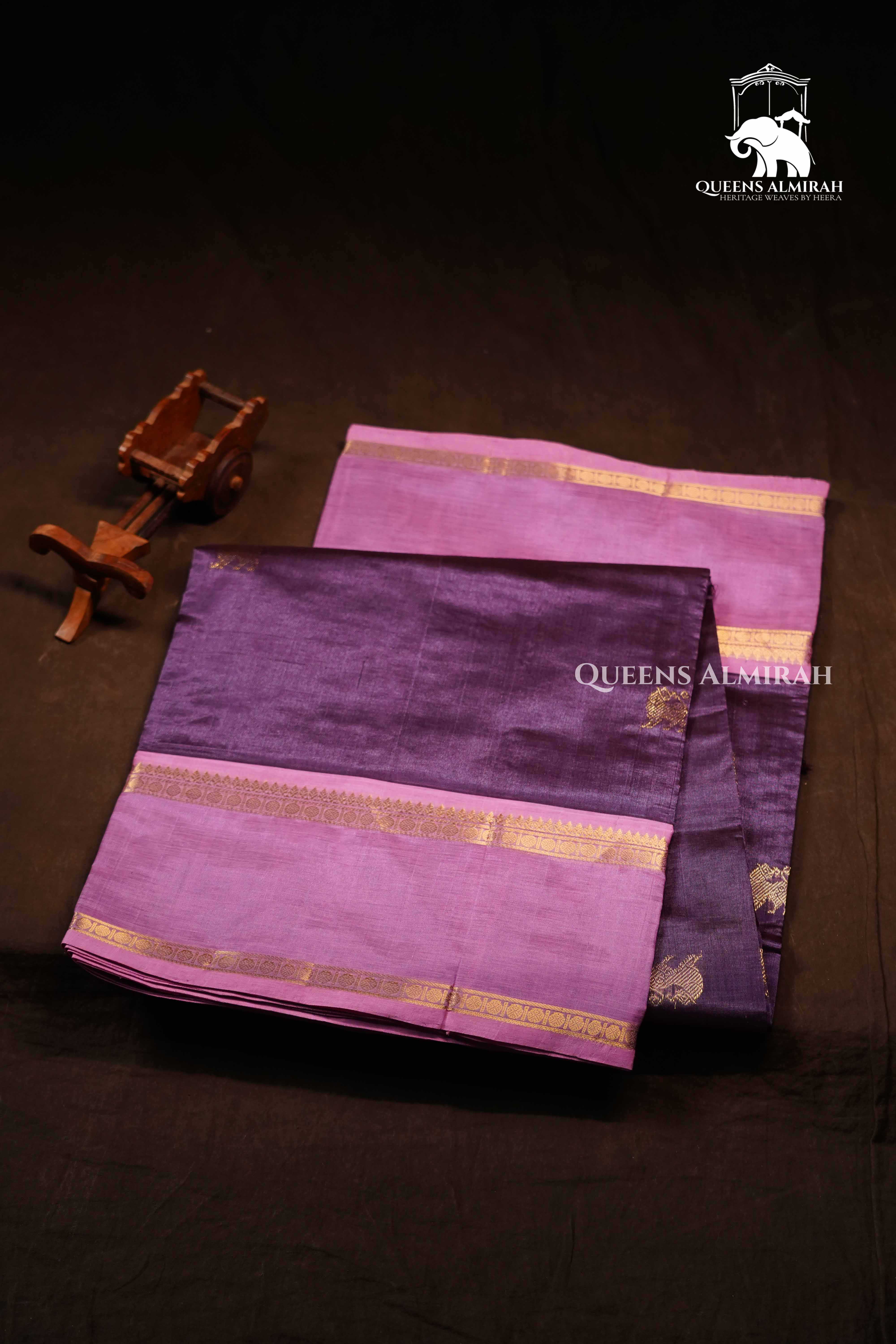 Dusky Purple Karaikudi Chettinad Silk Cotton Saree