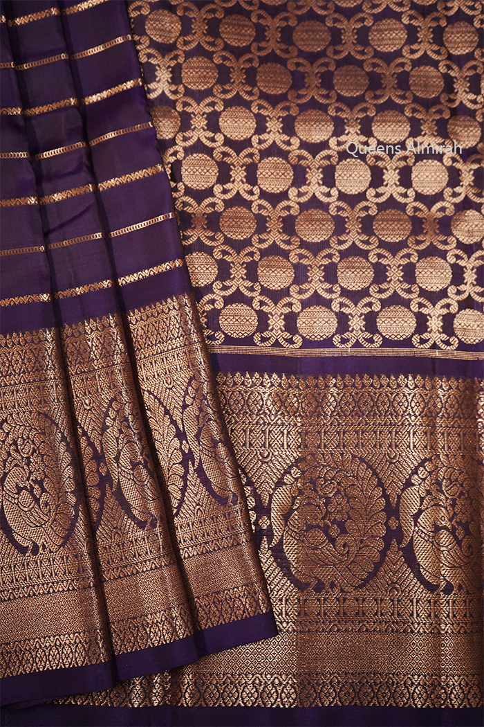 PURPLE HAZE WITH ROSE GOLD PURE KANCHIVARAM SAREE - Queens Jewel Emporium