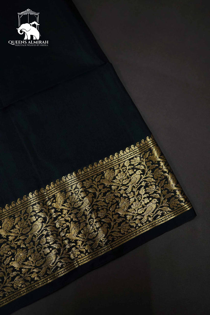 MISTY WHITE WITH BLACK SOFT SILK SAREE - Queens Jewel Emporium