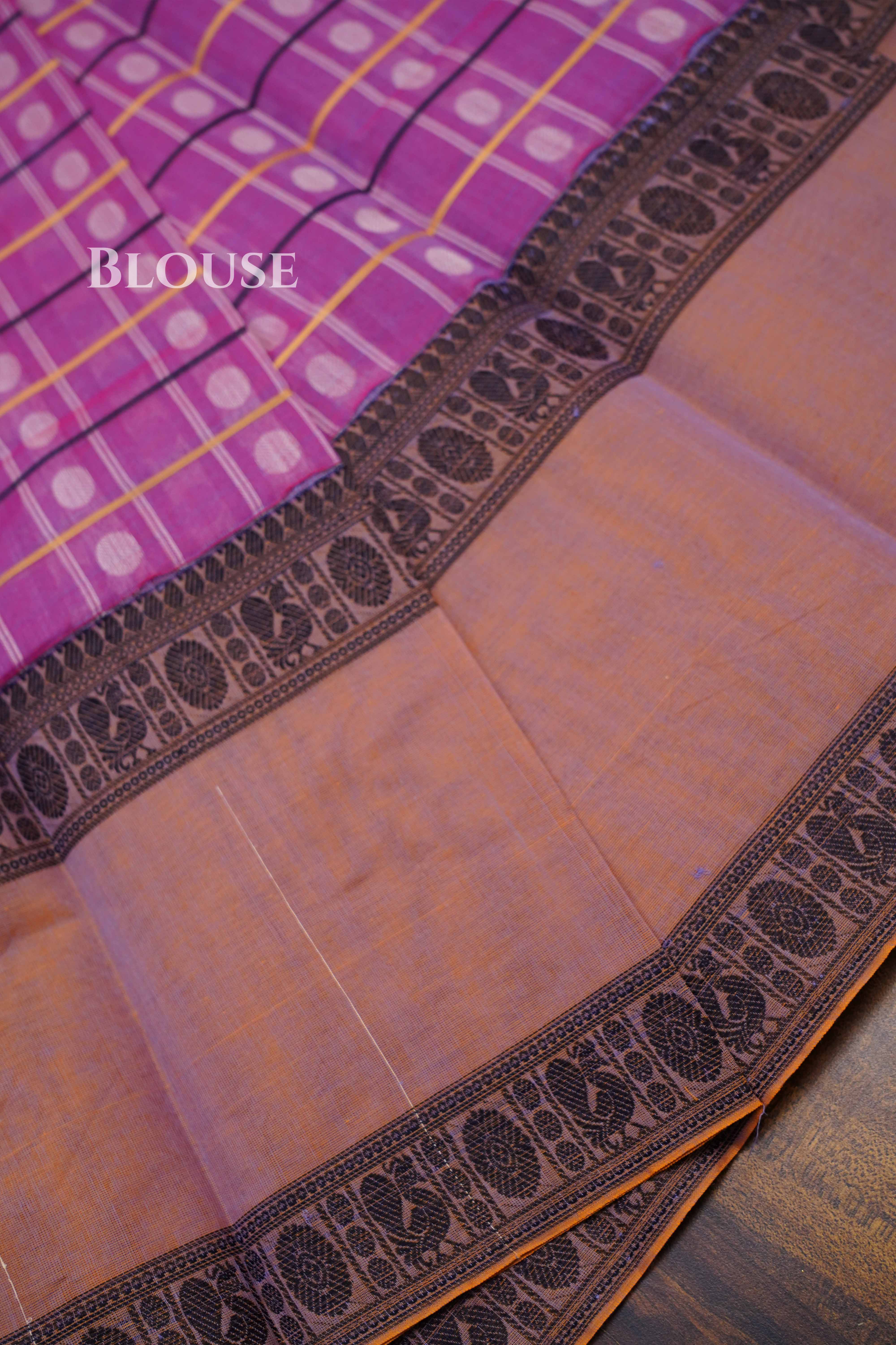 Pink With Brown Chettinad Cotton Saree