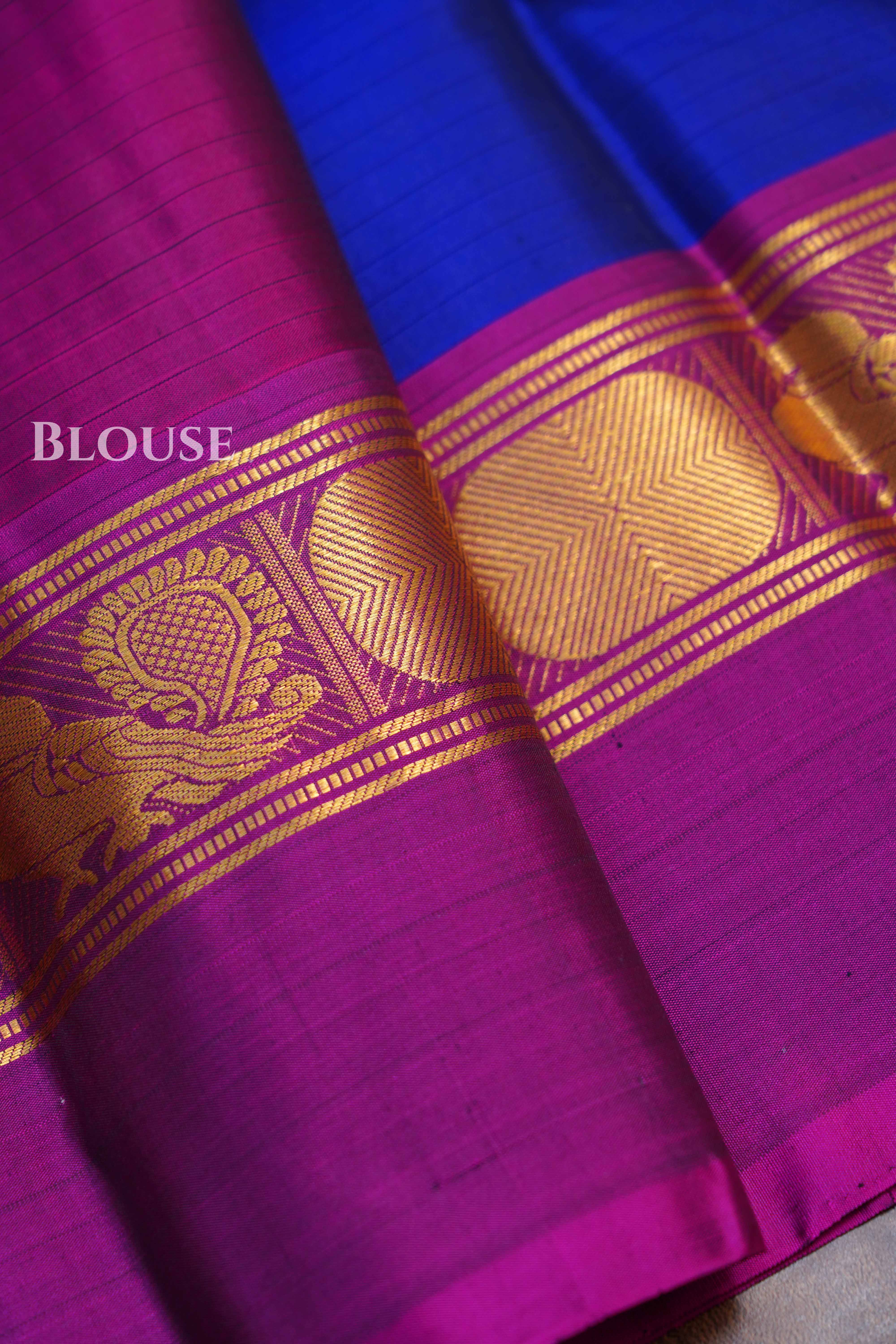 Royal Blue With Purple Pure Kanchivaram Silk Saree