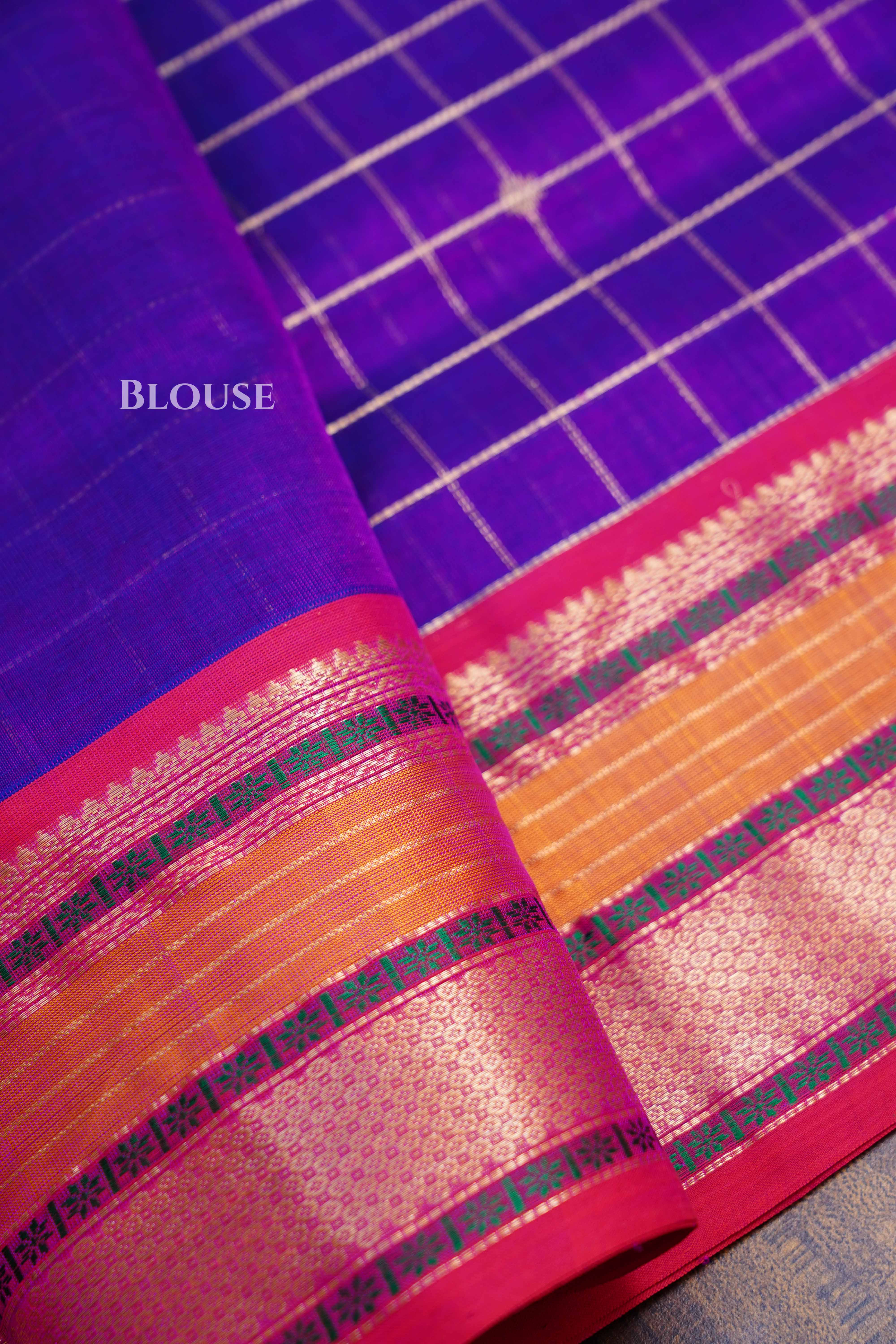 Dark Purple With Red -Karaikudi Chettinad Silk Cotton Saree