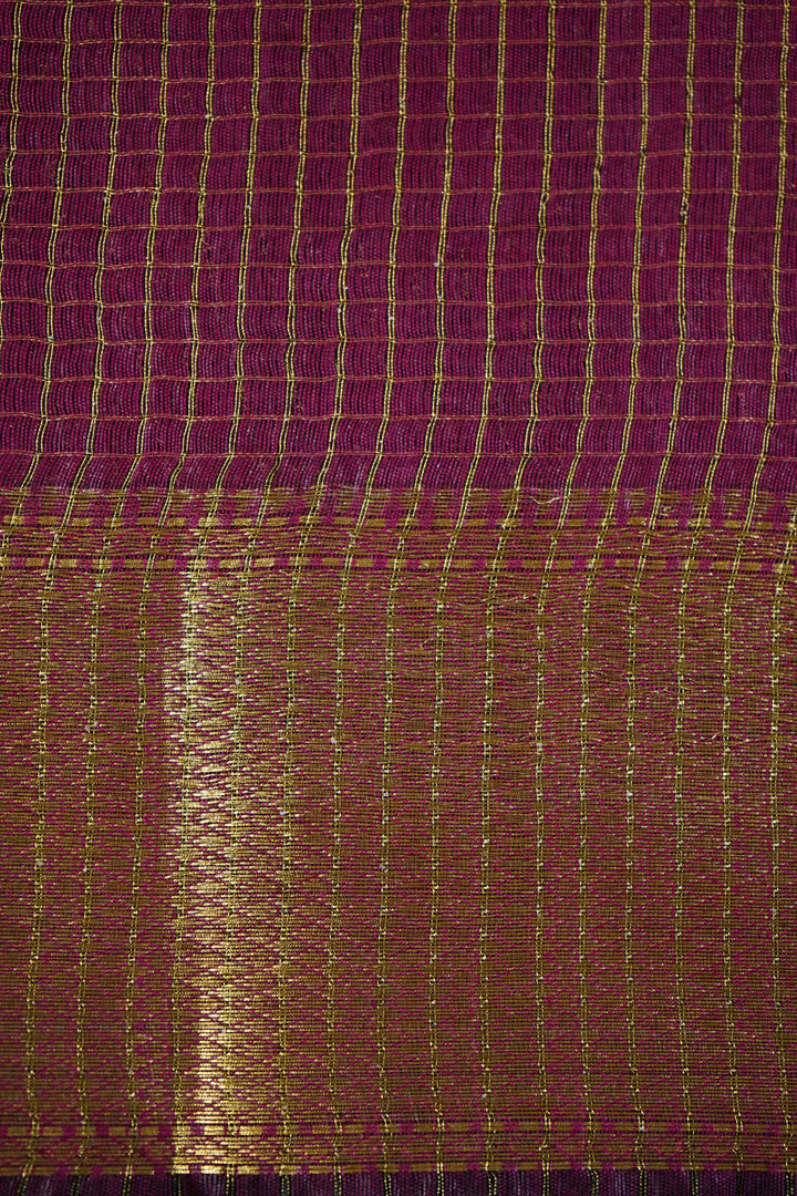 VELVET MAROON MAHESHWARI SAREE - Queens Jewel Emporium