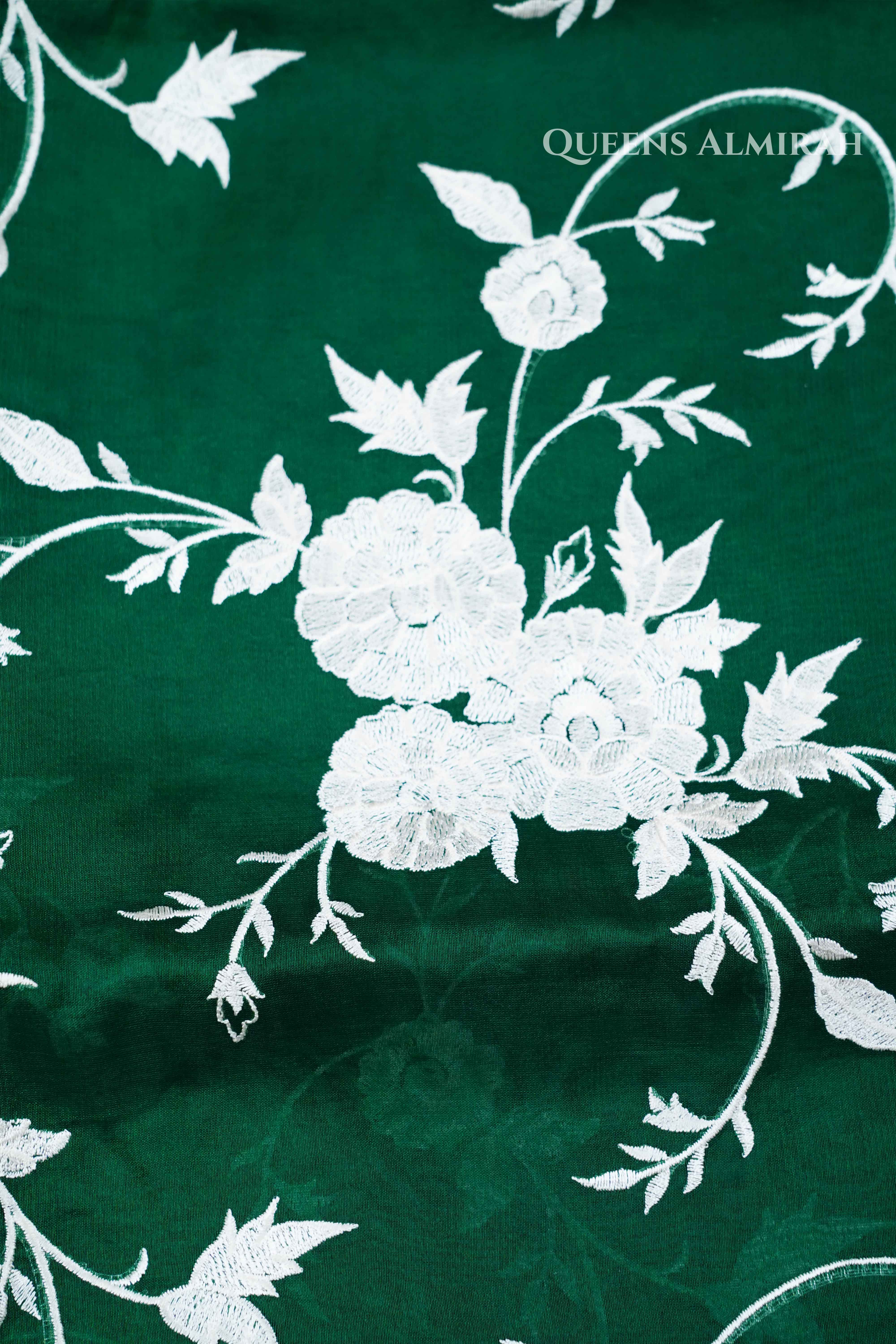 Dark Green Kora Organza saree