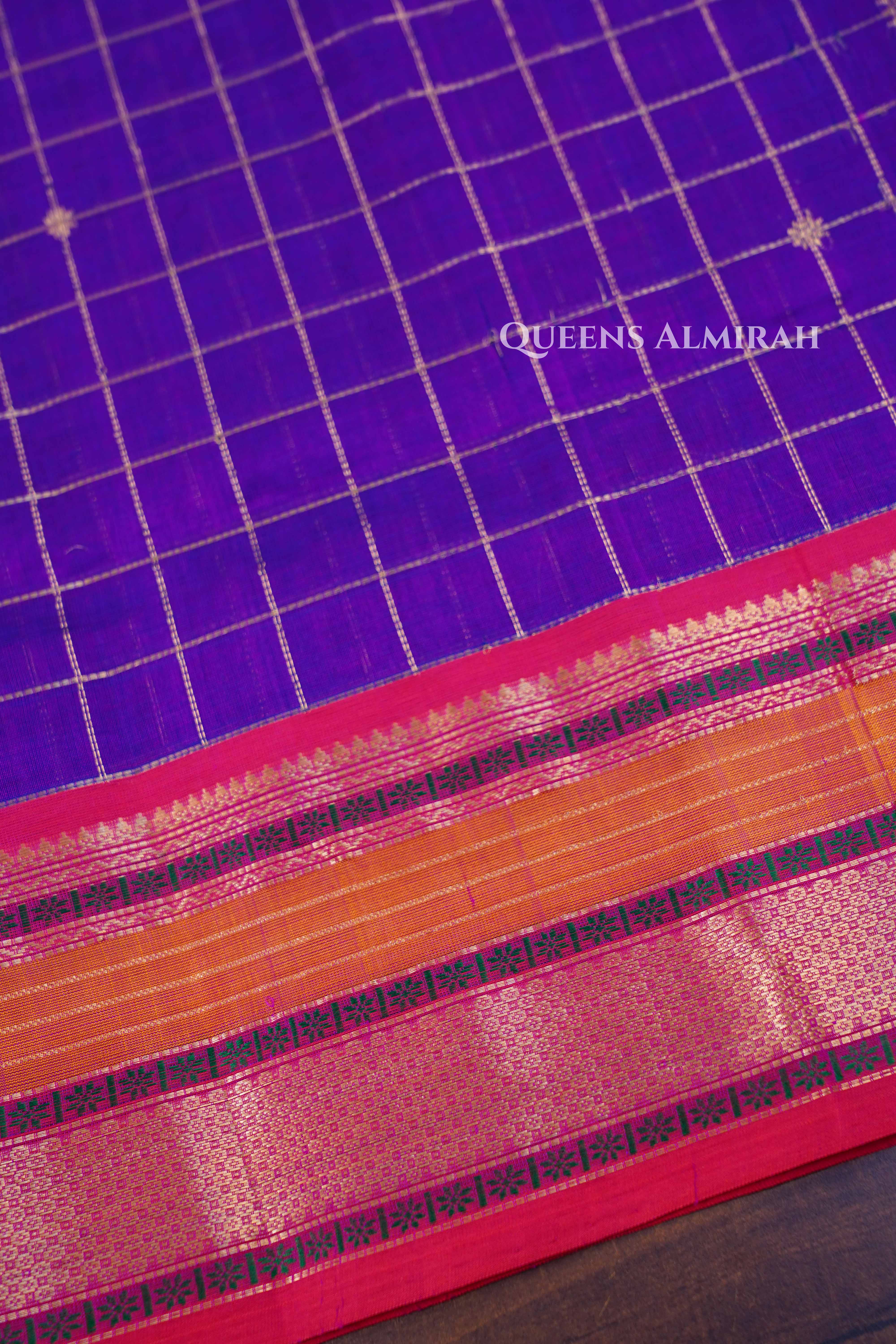 Dark Purple With Red -Karaikudi Chettinad Silk Cotton Saree