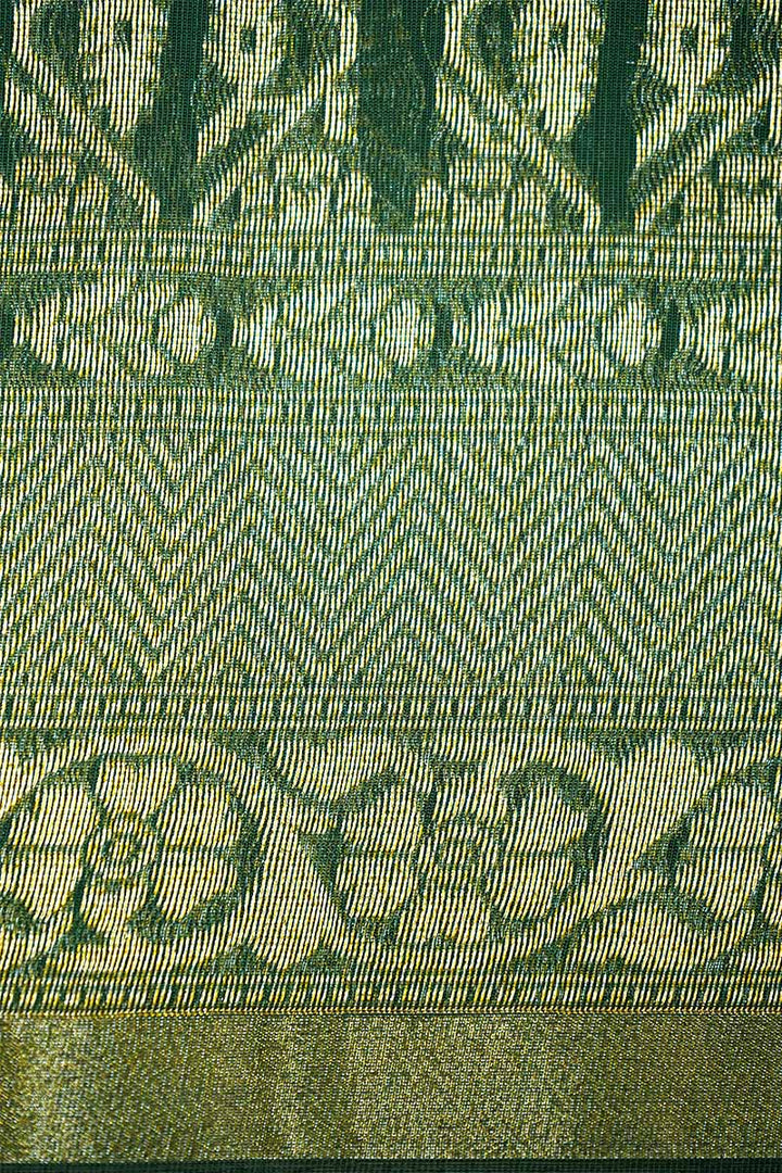 GREENISH GREY BROCADE SILK COTTON SAREE - Queens Jewel Emporium