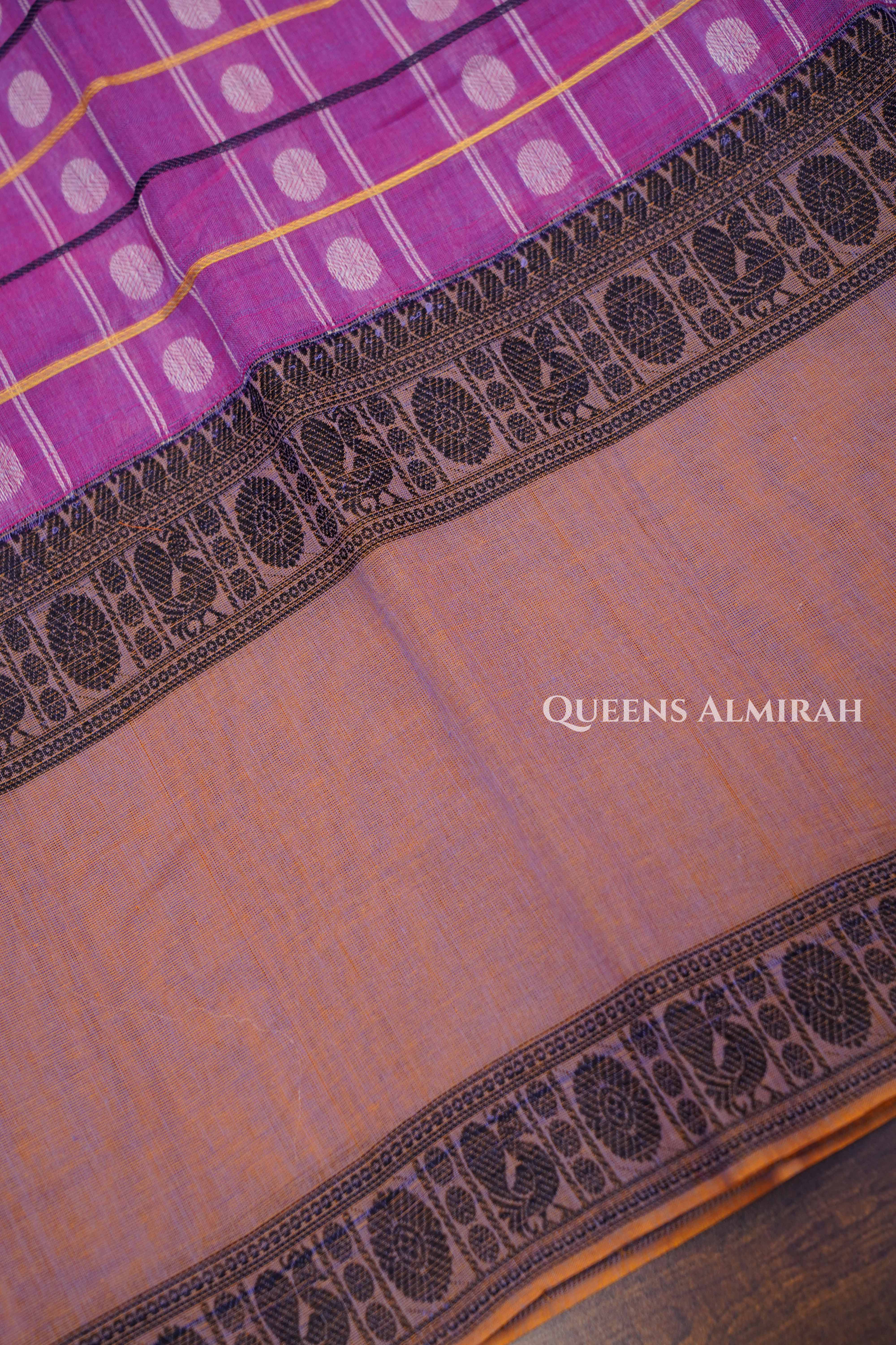Pink With Brown Chettinad Cotton Saree
