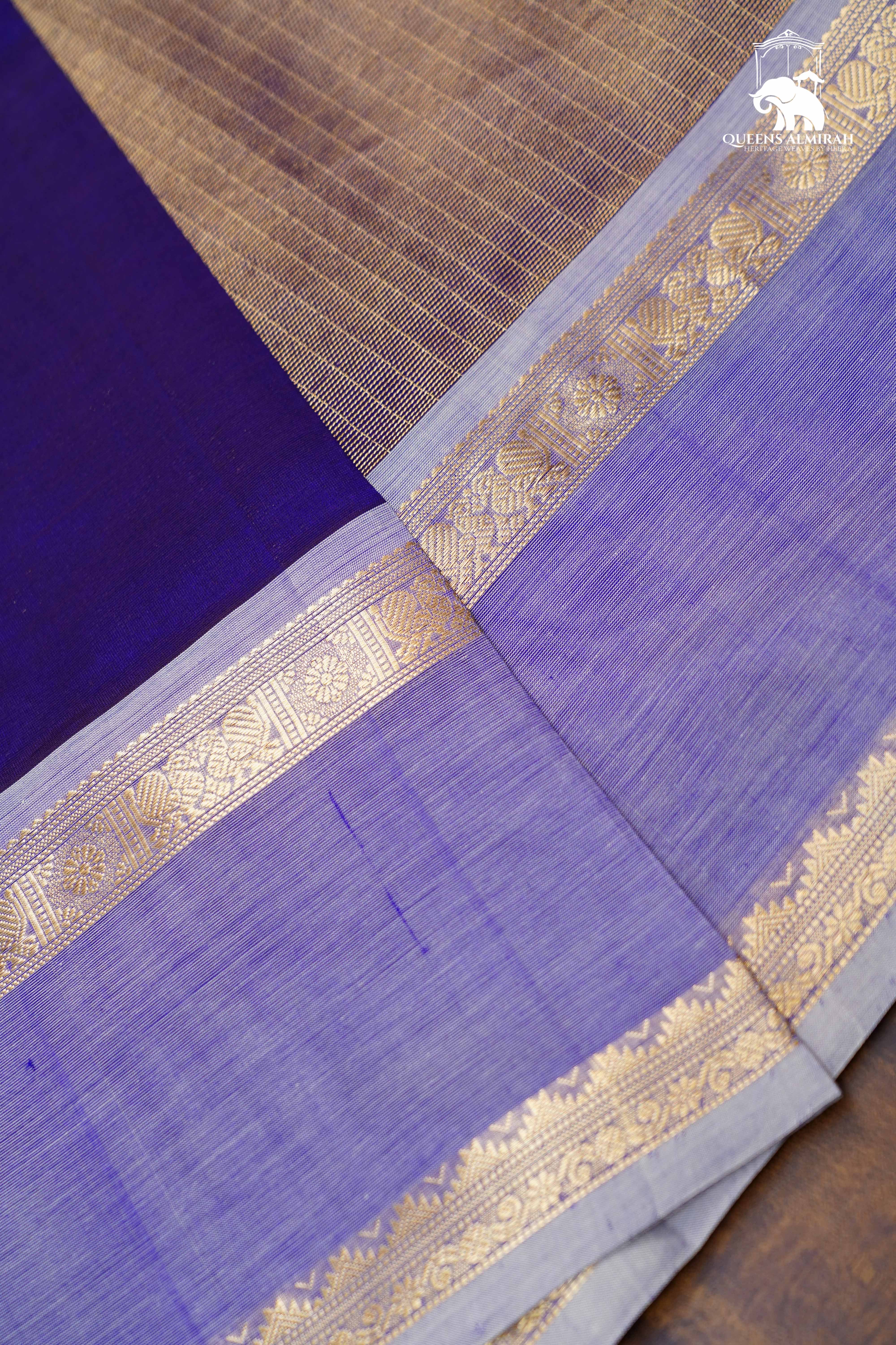 Dual Shade Of Lavender-Royal Karaikudi Chettinad Tissue Silk Cotton Saree