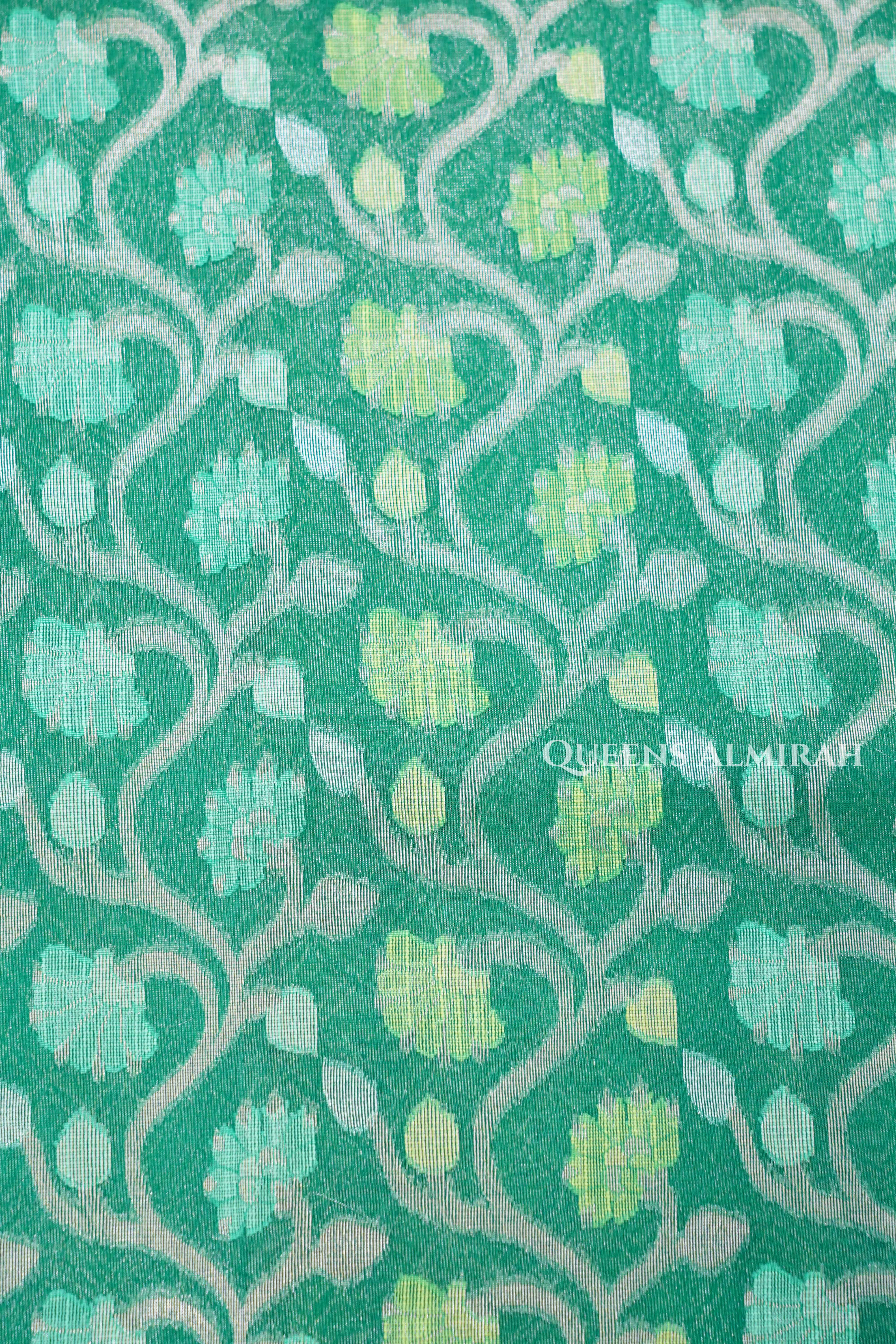 Dark Green Banarasi Organza Silk Saree