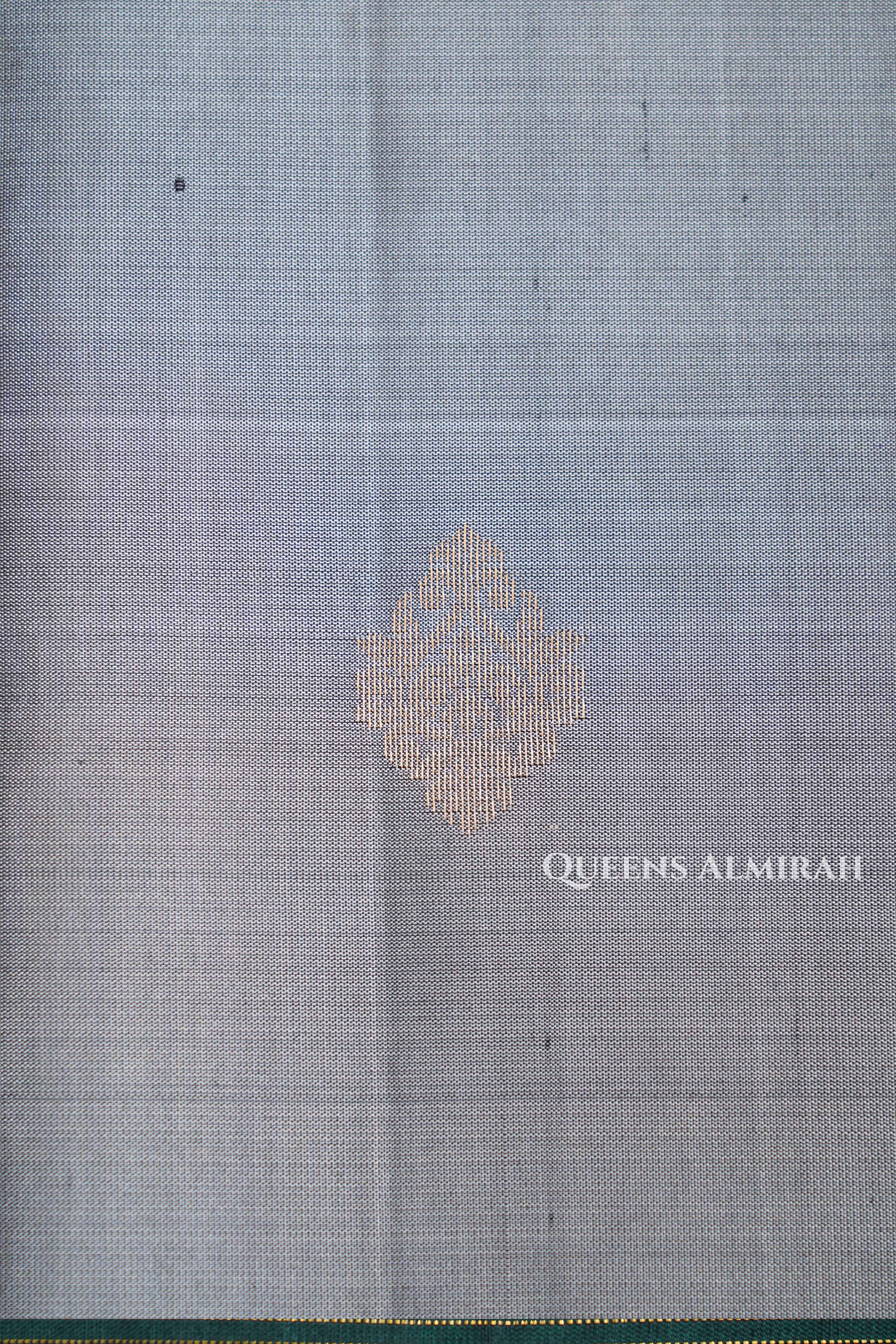 Ash Grey With Purple Pure Soft Silk Saree