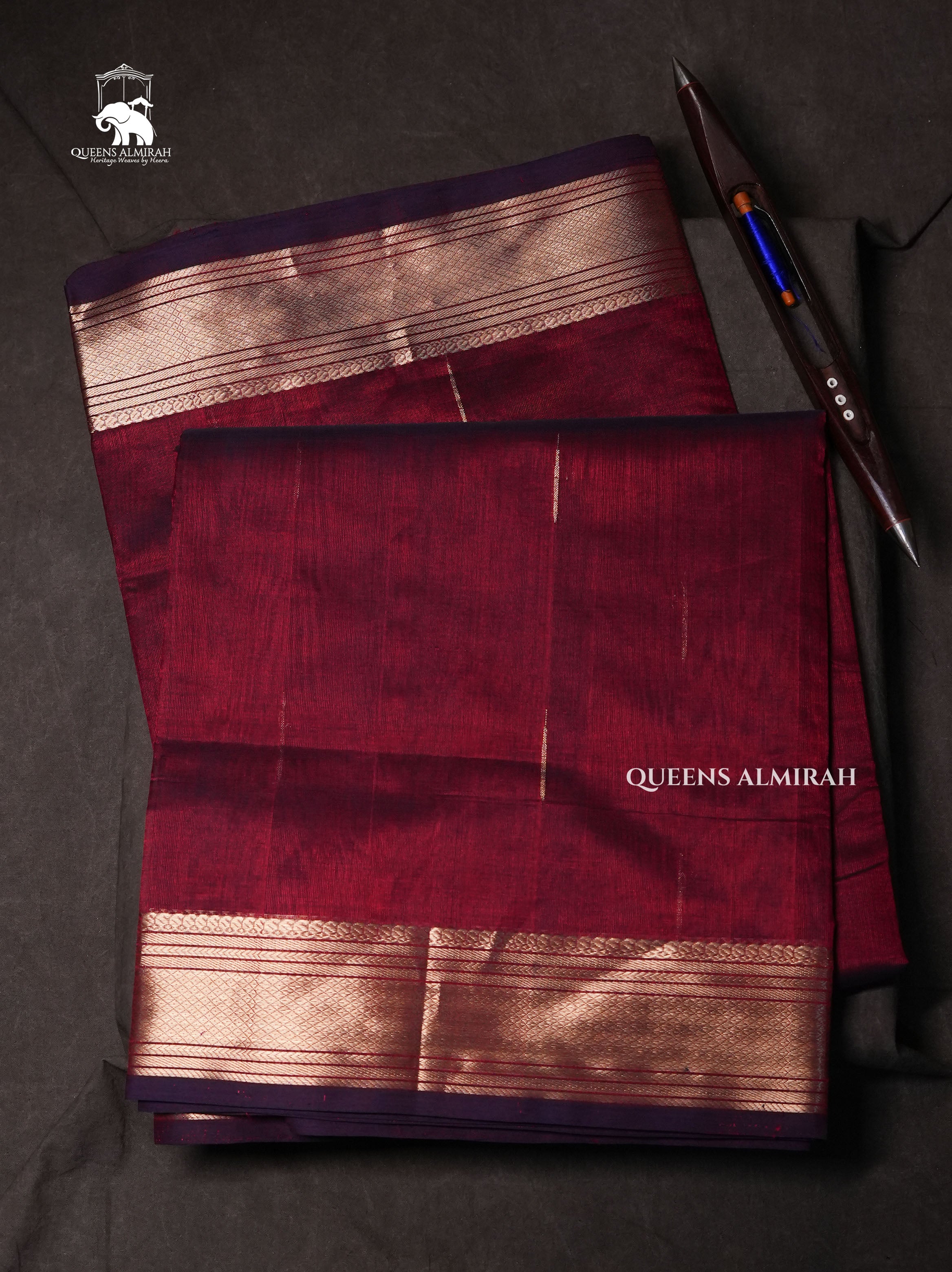 Dark Maroon Chettinad Silk Cotton Saree