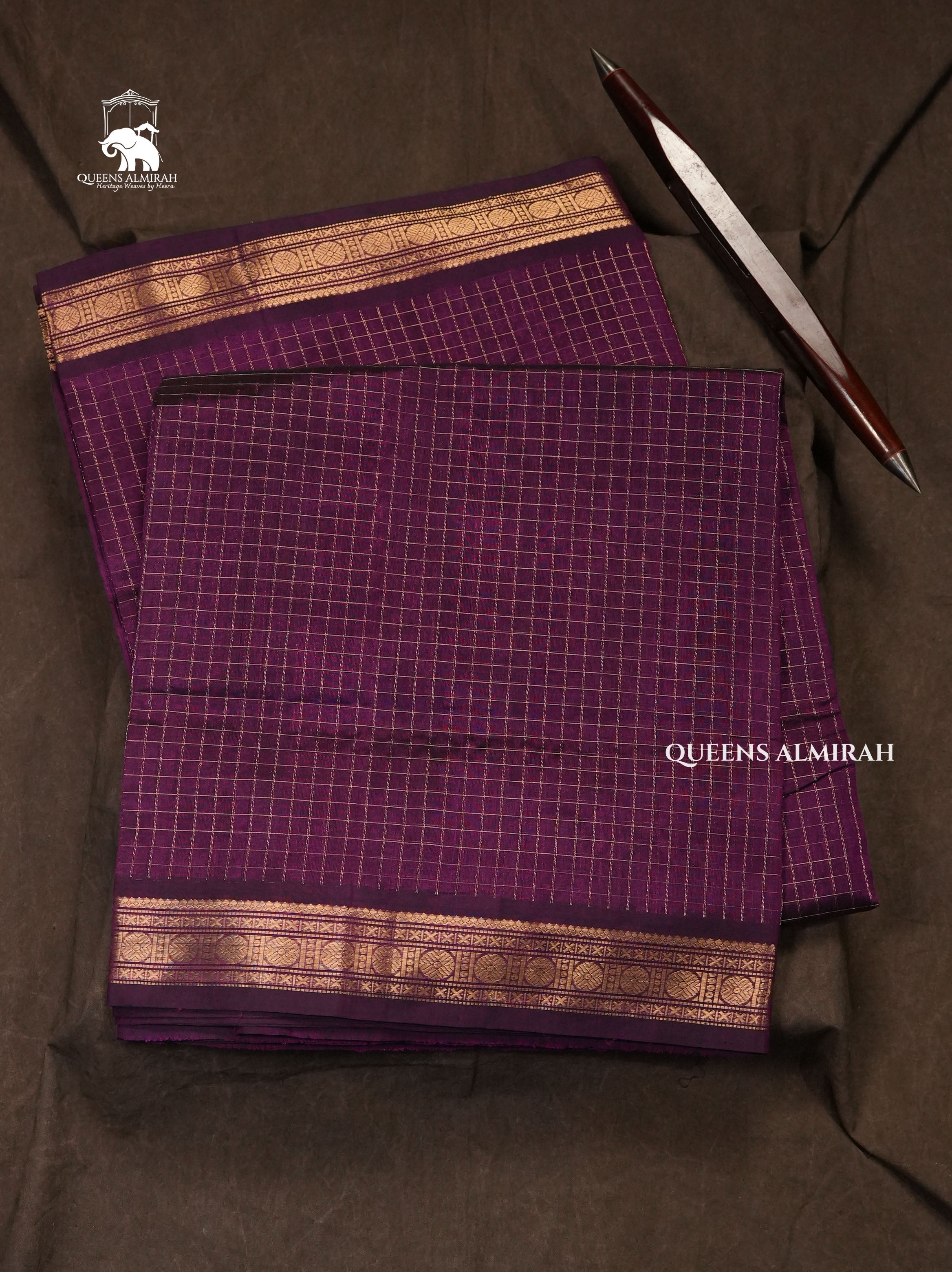 Purple Kattam With Border Pure Silk Cotton Saree