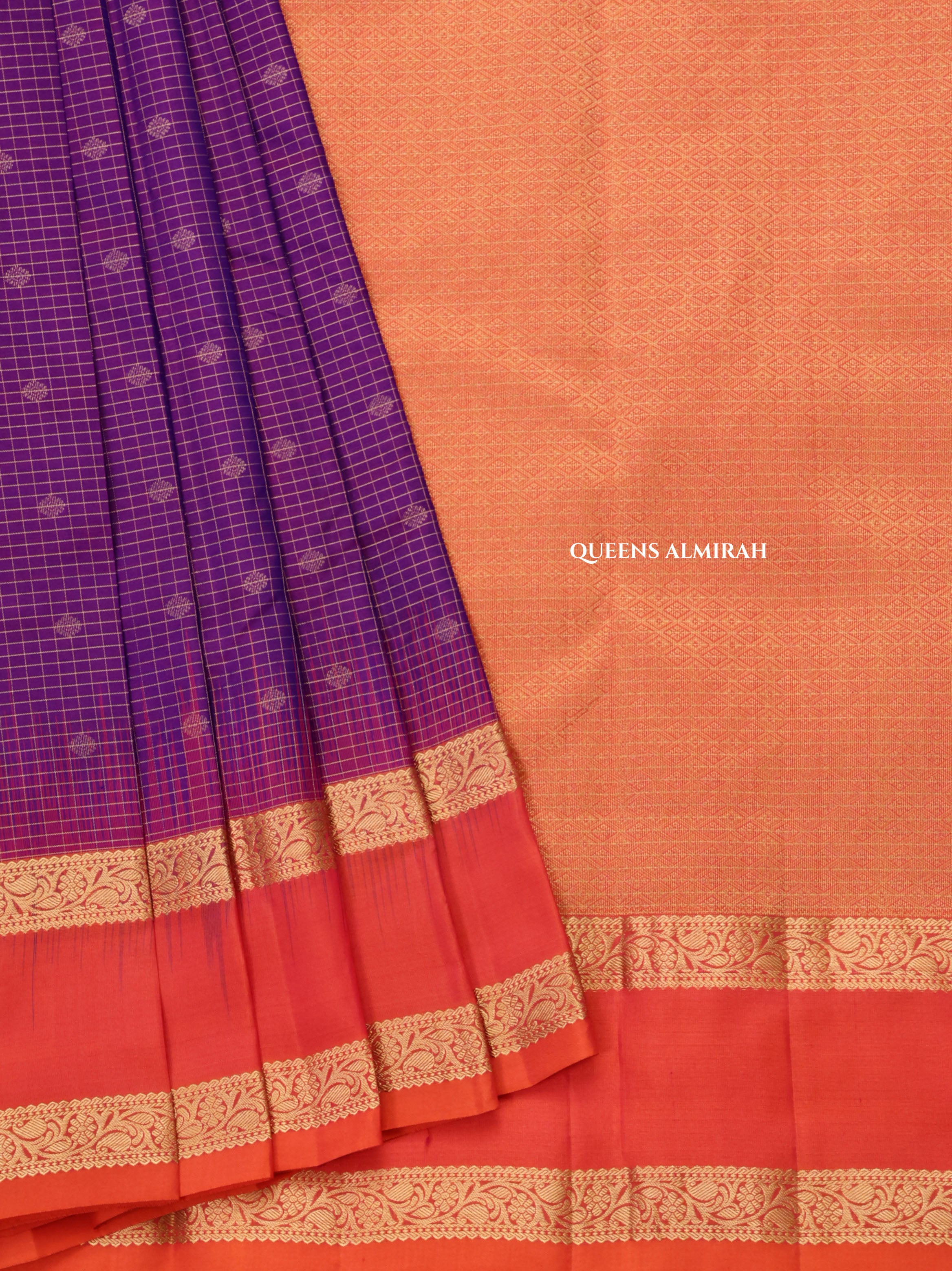 Purple With Orange Pure Kanchivaram Silk Saree