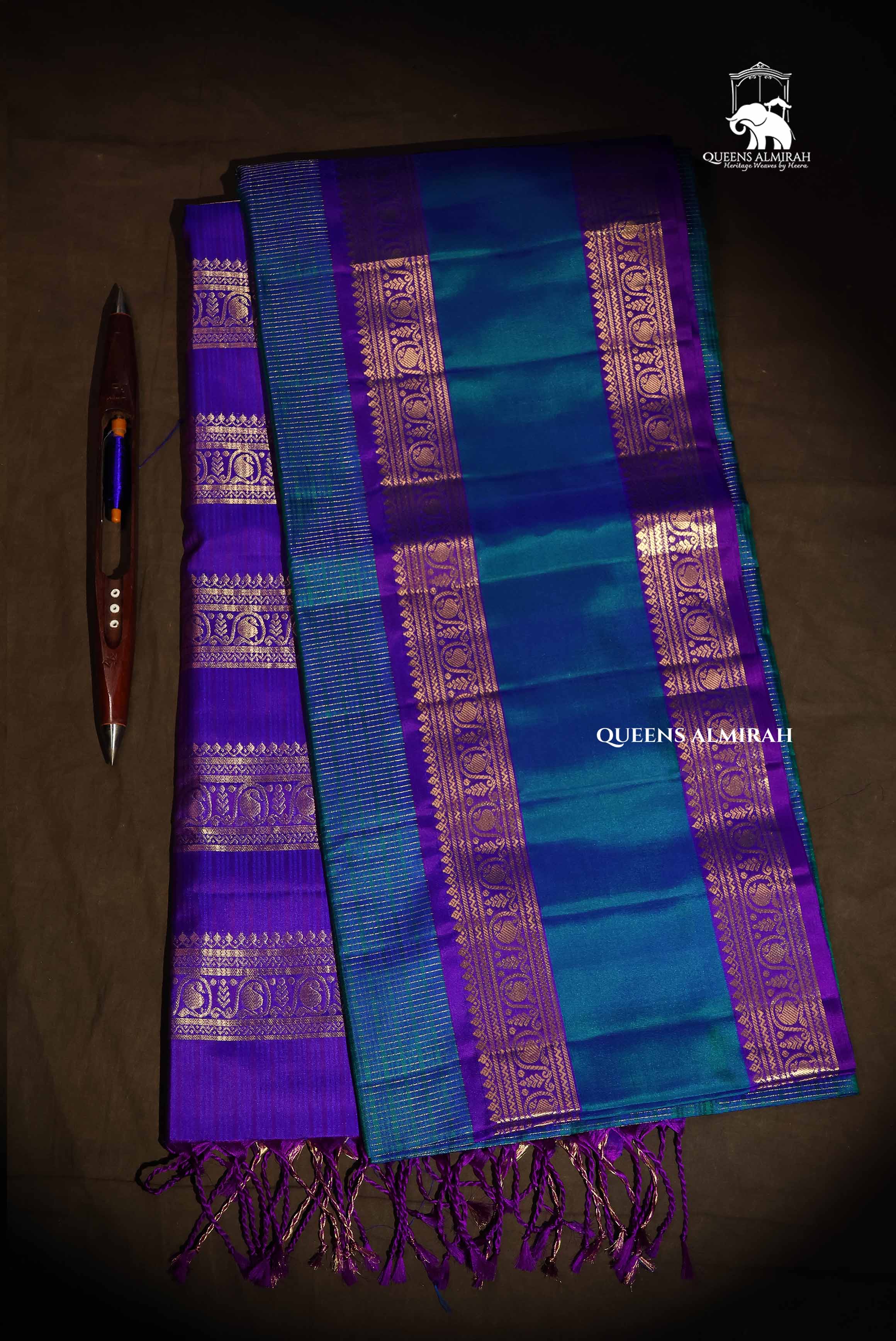 Mayil Kazhuthu Blue Payadi Pure Soft Silk Saree