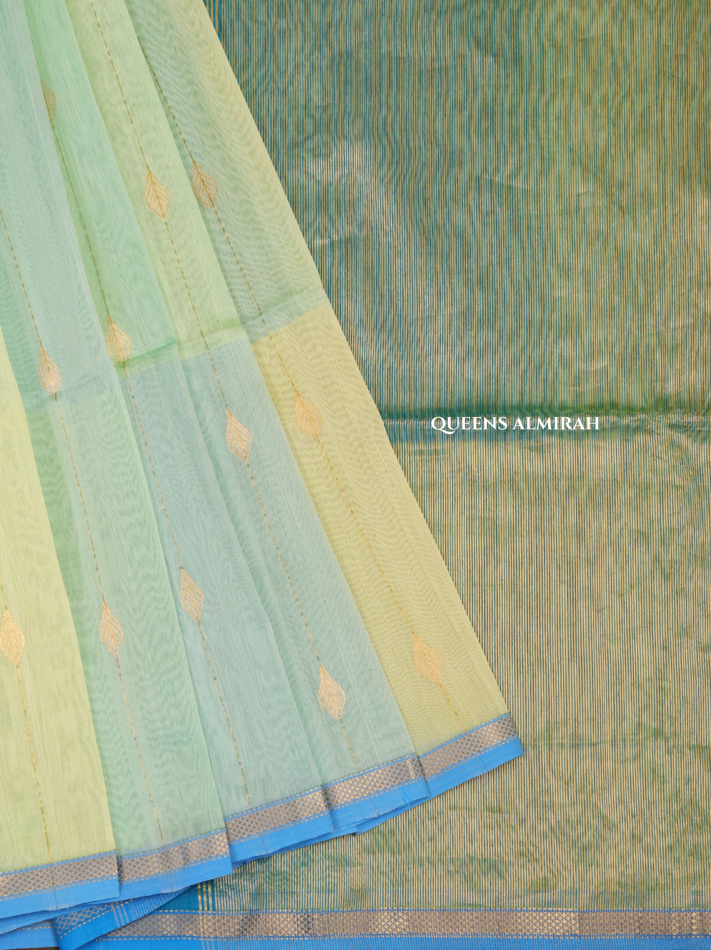 Pastel Green Maheshwari Silk Cotton Saree
