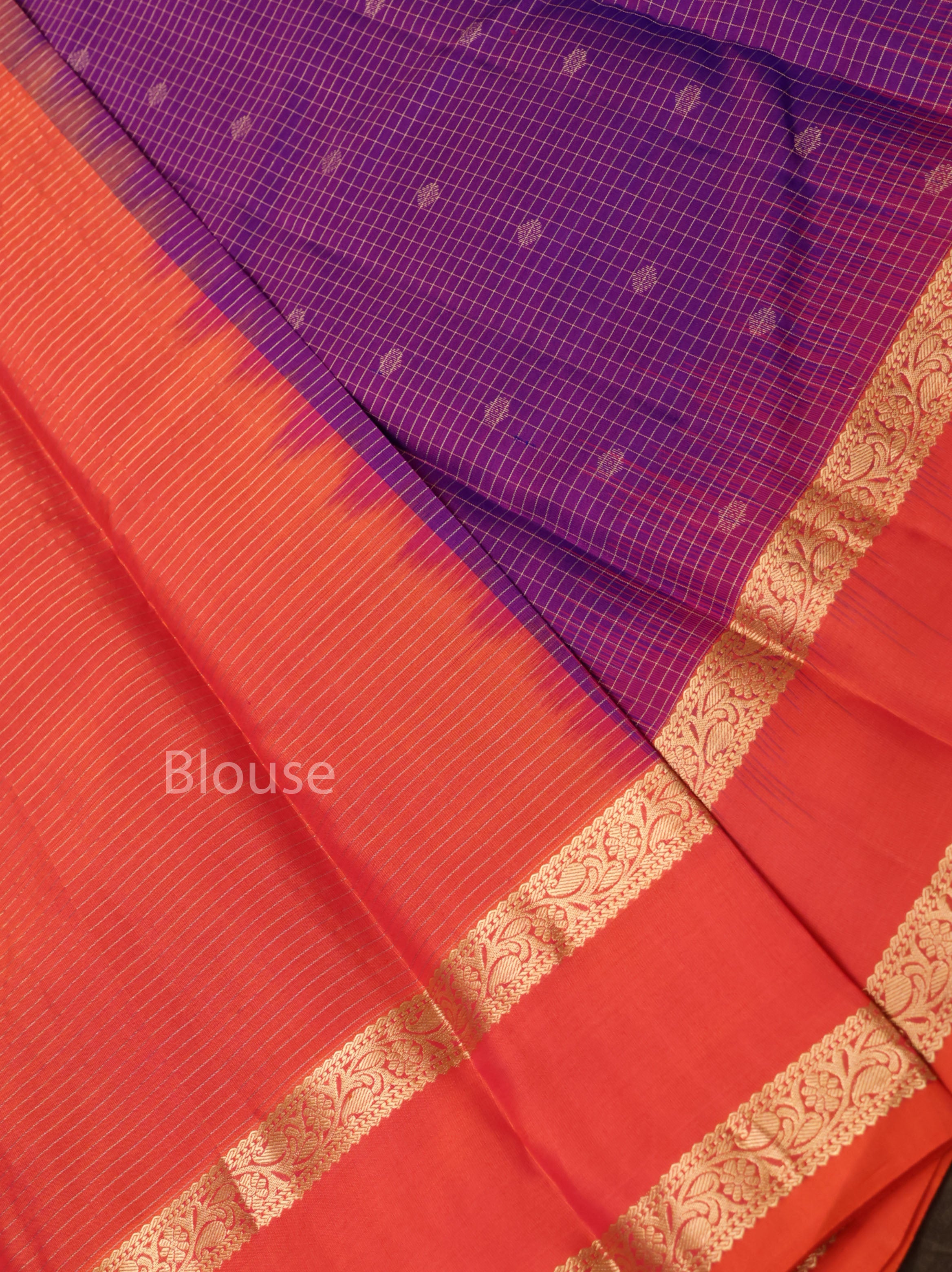 Purple With Orange Pure Kanchivaram Silk Saree