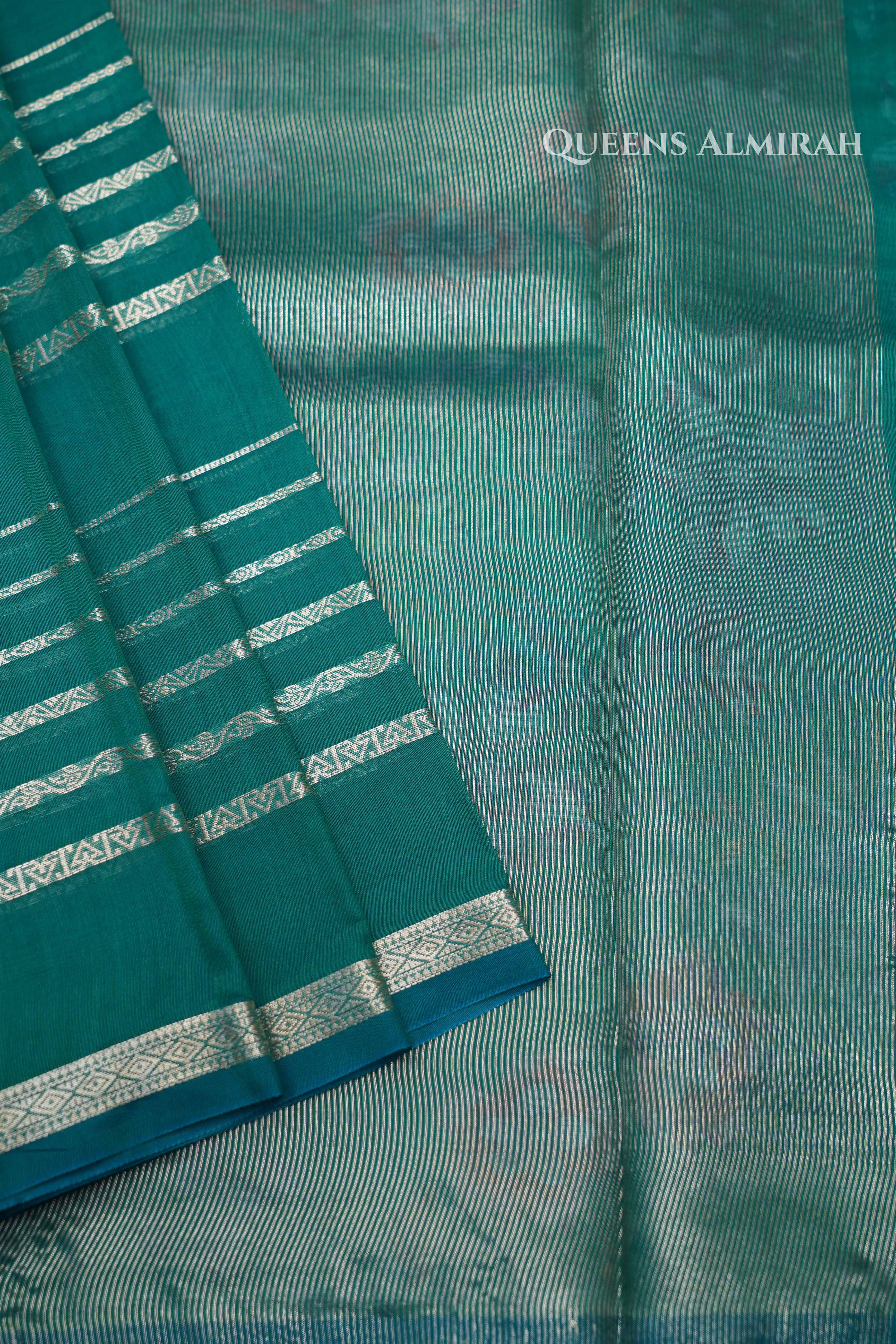 Aqua Green Chanderi Silk Cotton Saree