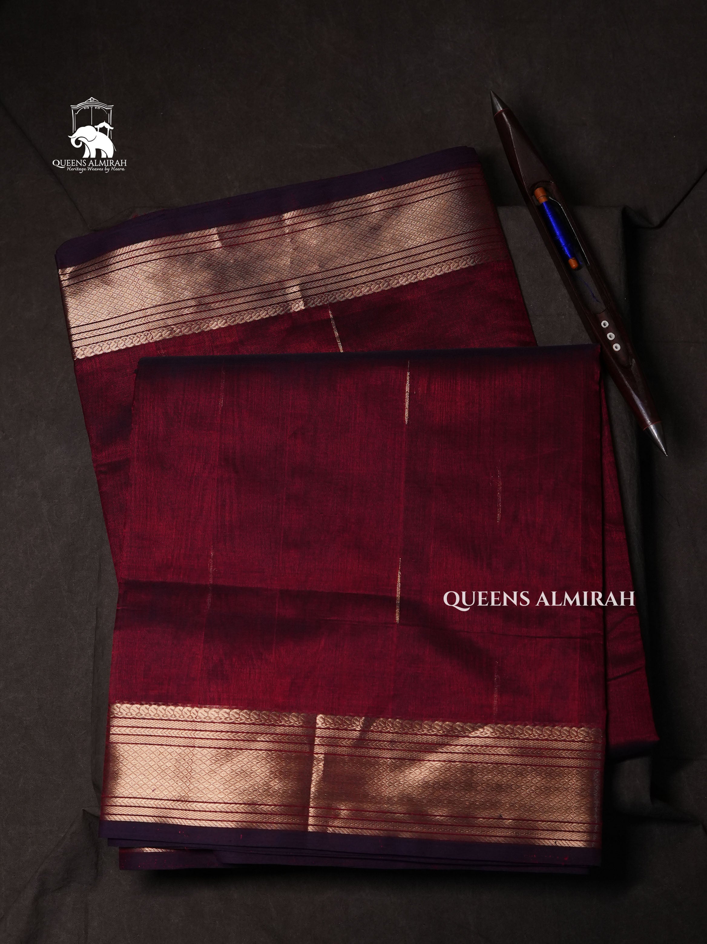 Dark Maroon Chettinad Silk Cotton Saree