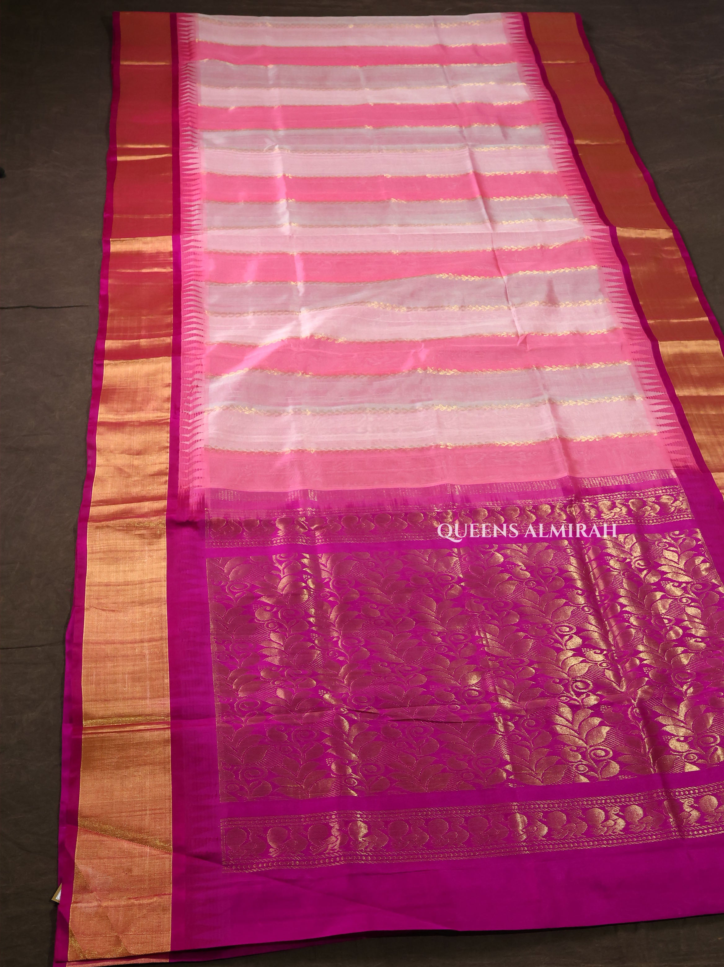 Multi Color With Golden Border Pure Silk Cotton Saree