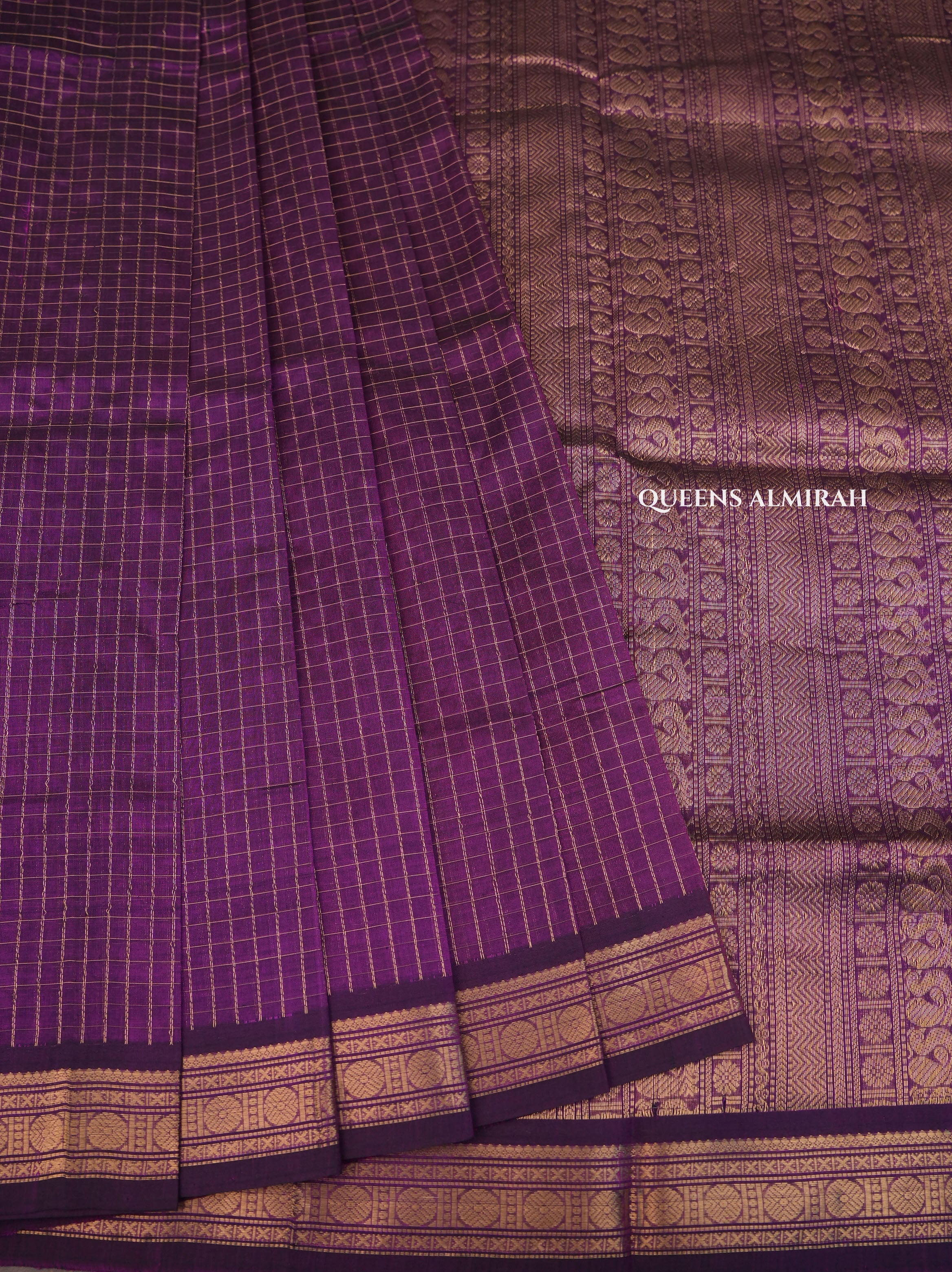 Purple Kattam With Border Pure Silk Cotton Saree
