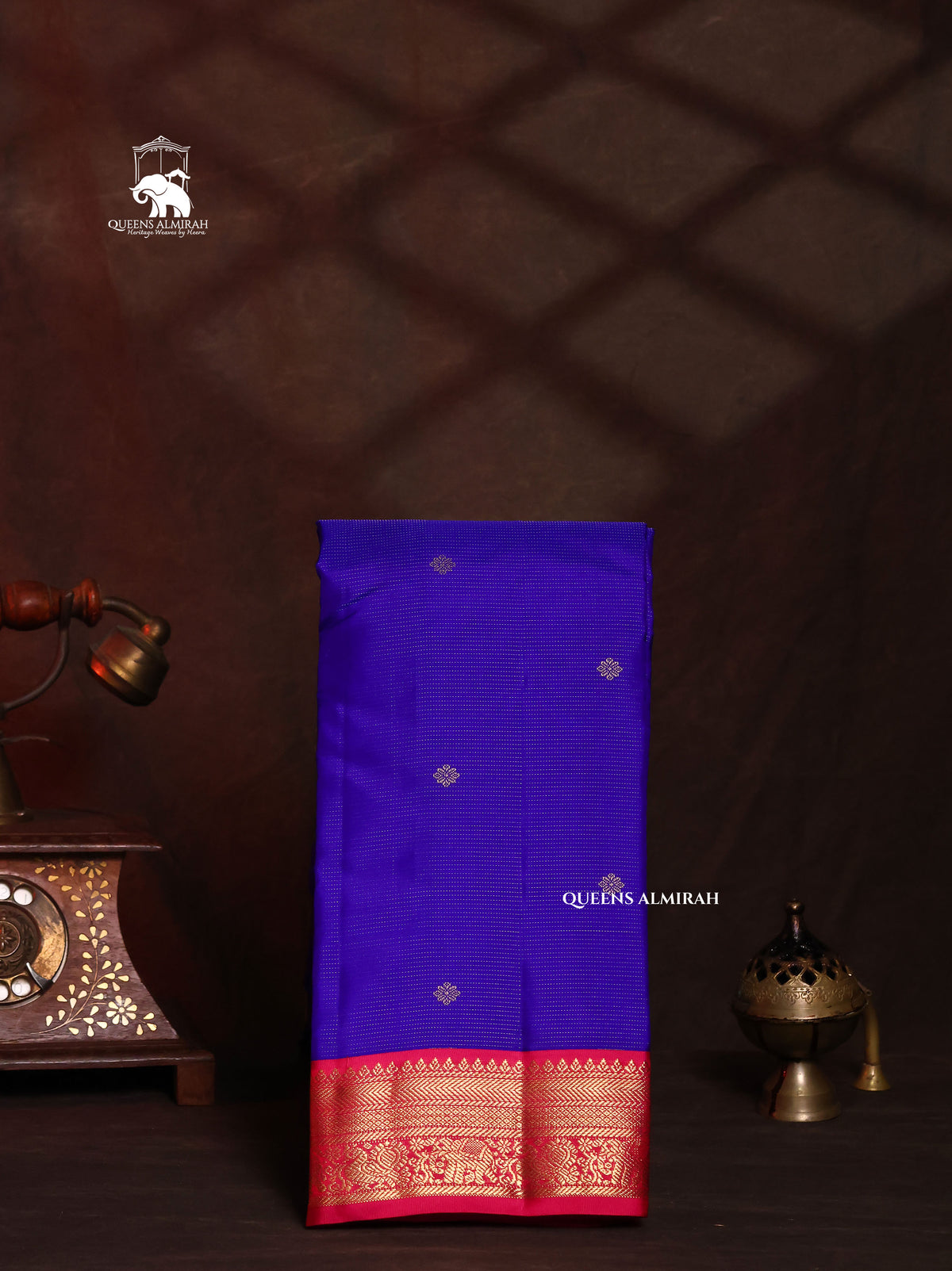 Ms Blue With Pink Pure Kanchivaram Silk Saree
