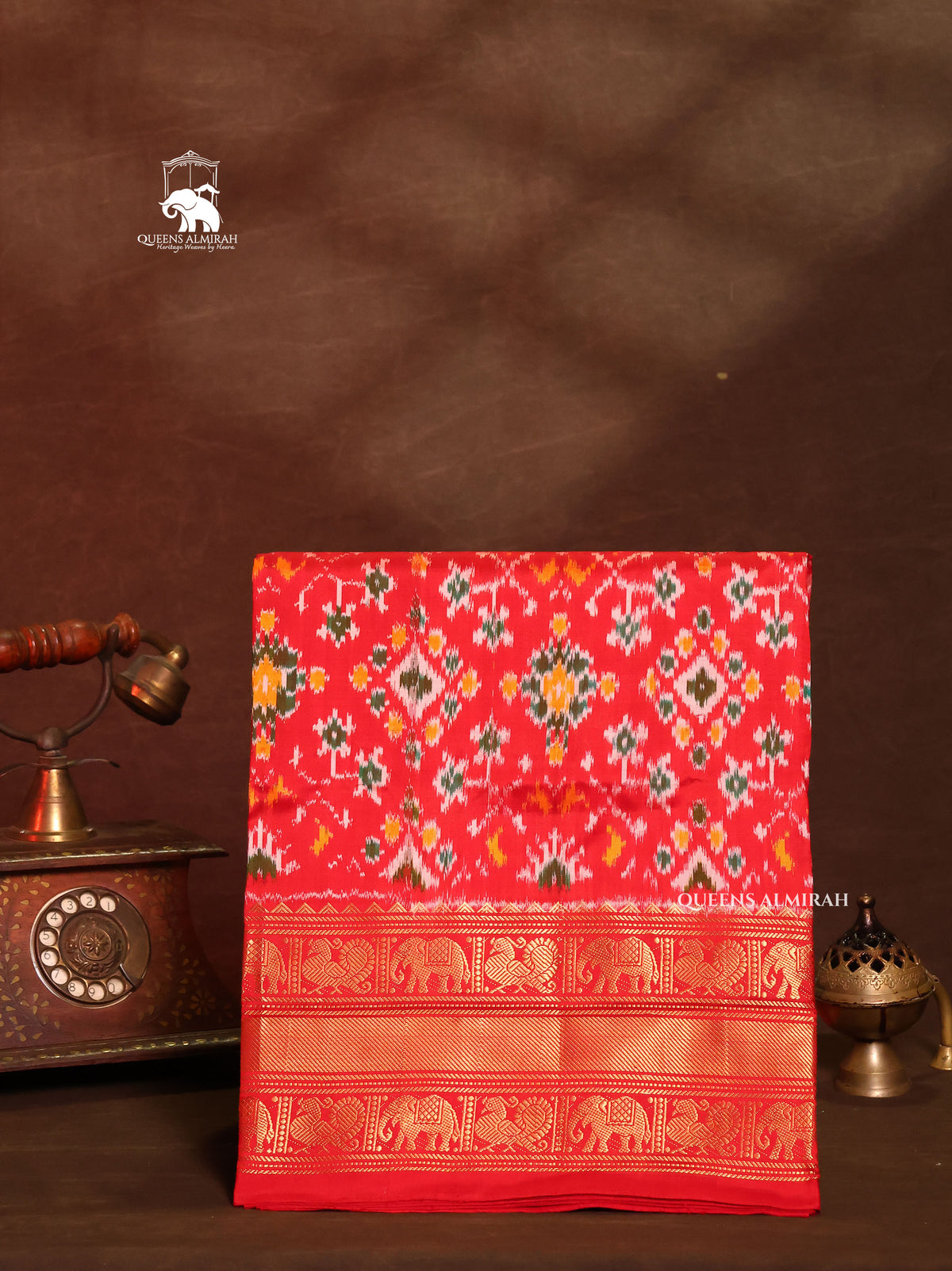 Red Pochampally Tissue Silk Saree