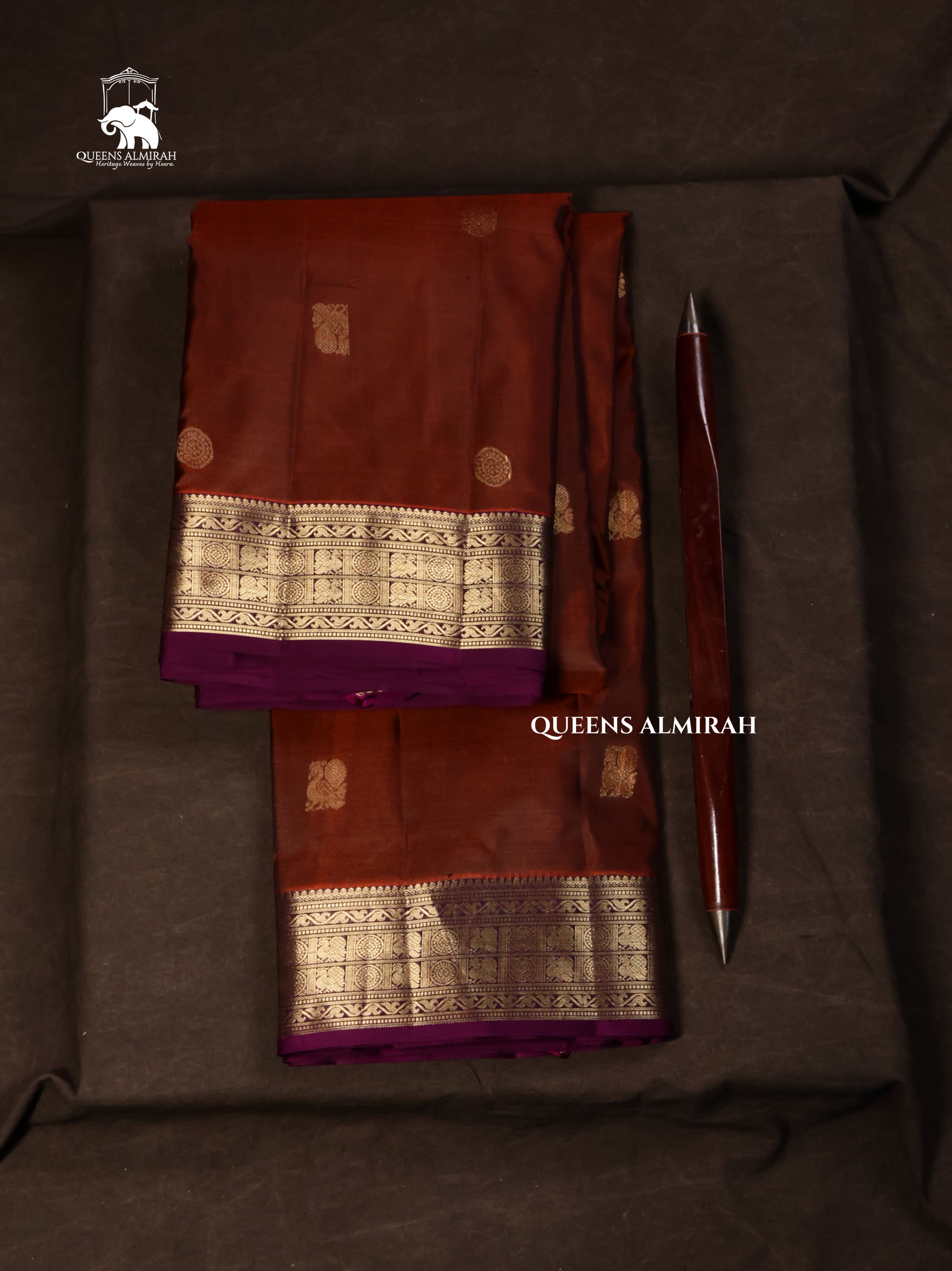Brown With Purple Pure Kanchivaram Silk Saree