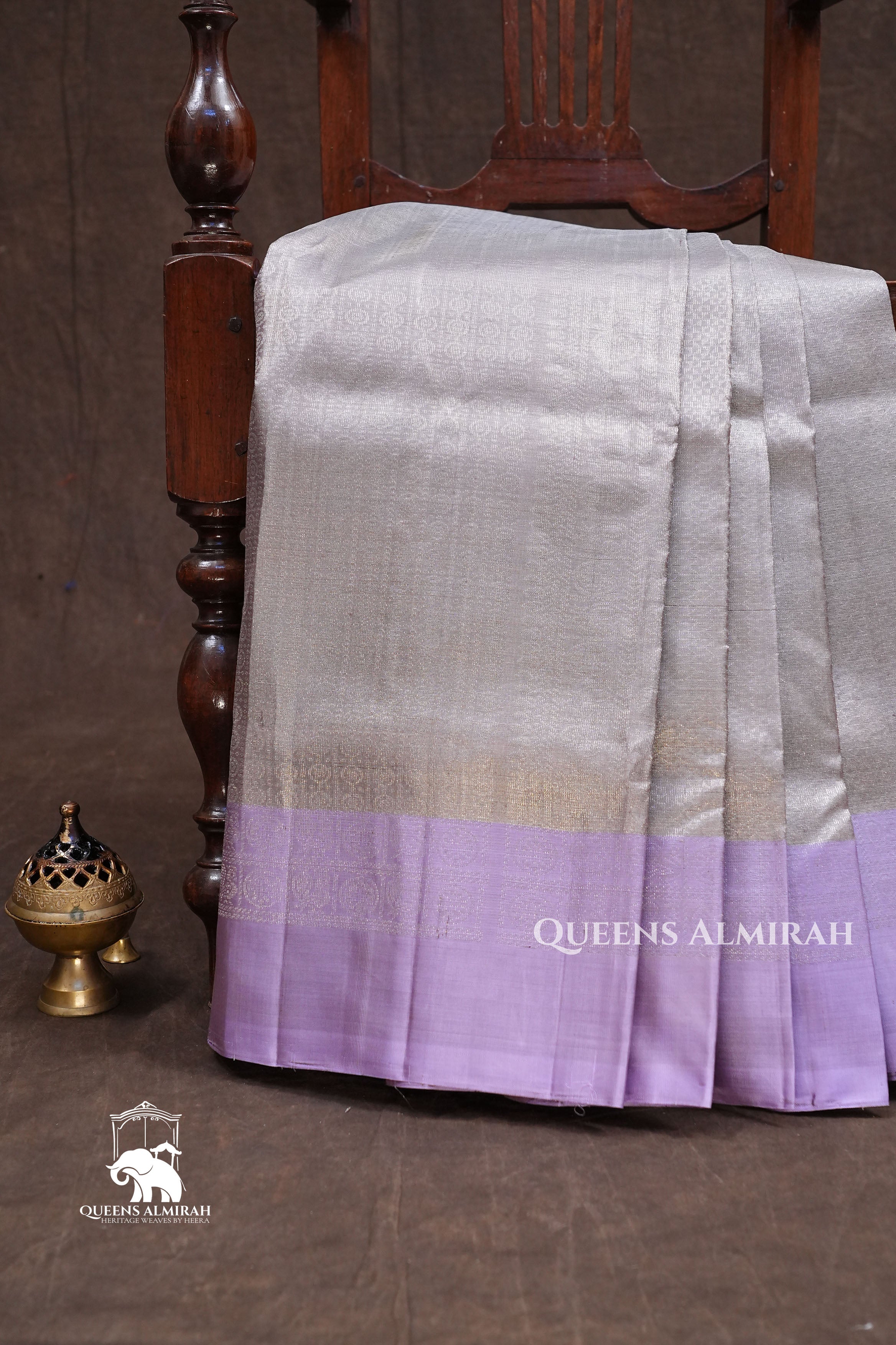 Silver With Light Purple Jamindharani Tissue Soft Silk Saree