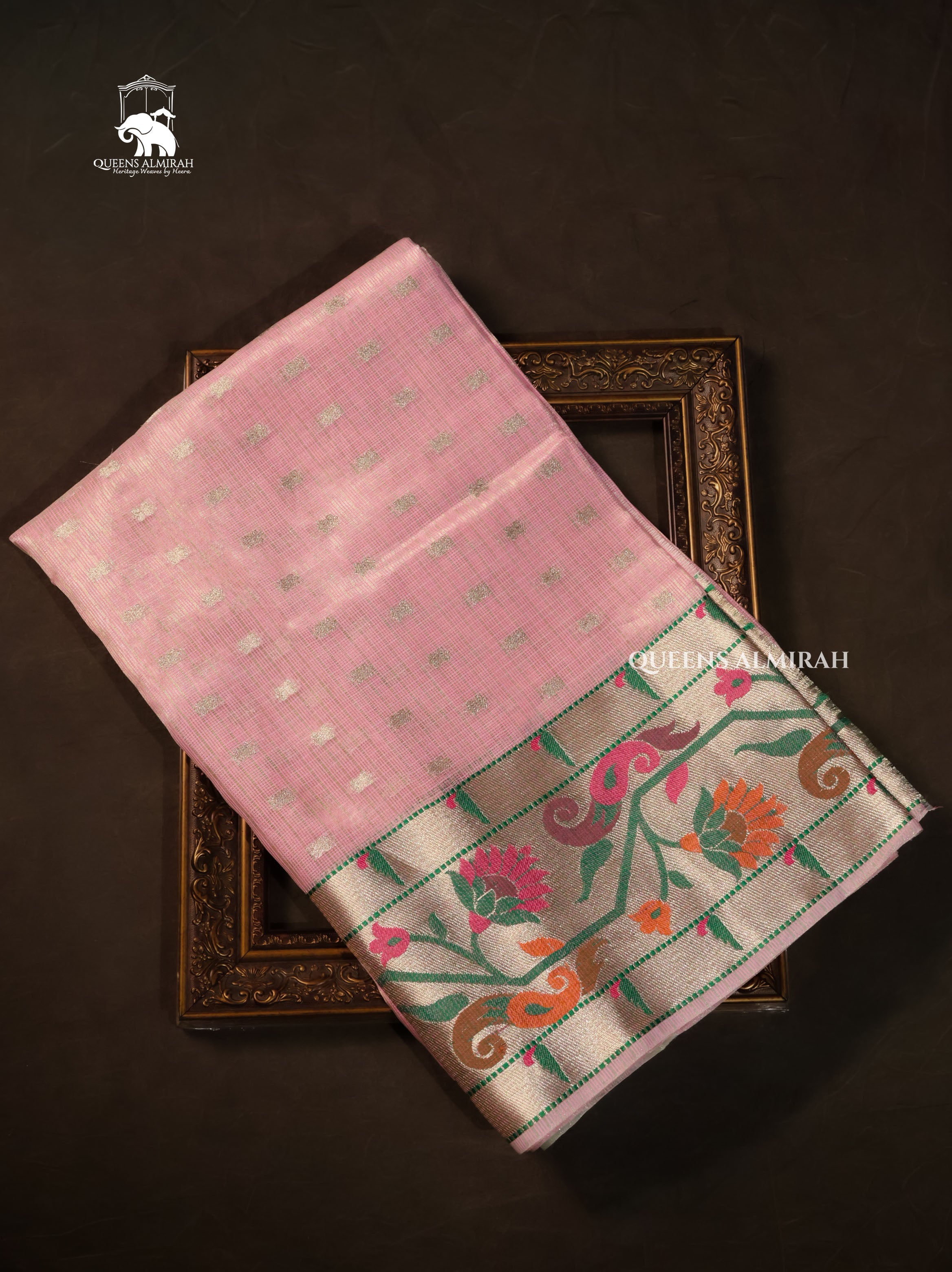 Pastel Pink With Paithani Border Semi Kota Silk Cotton Saree