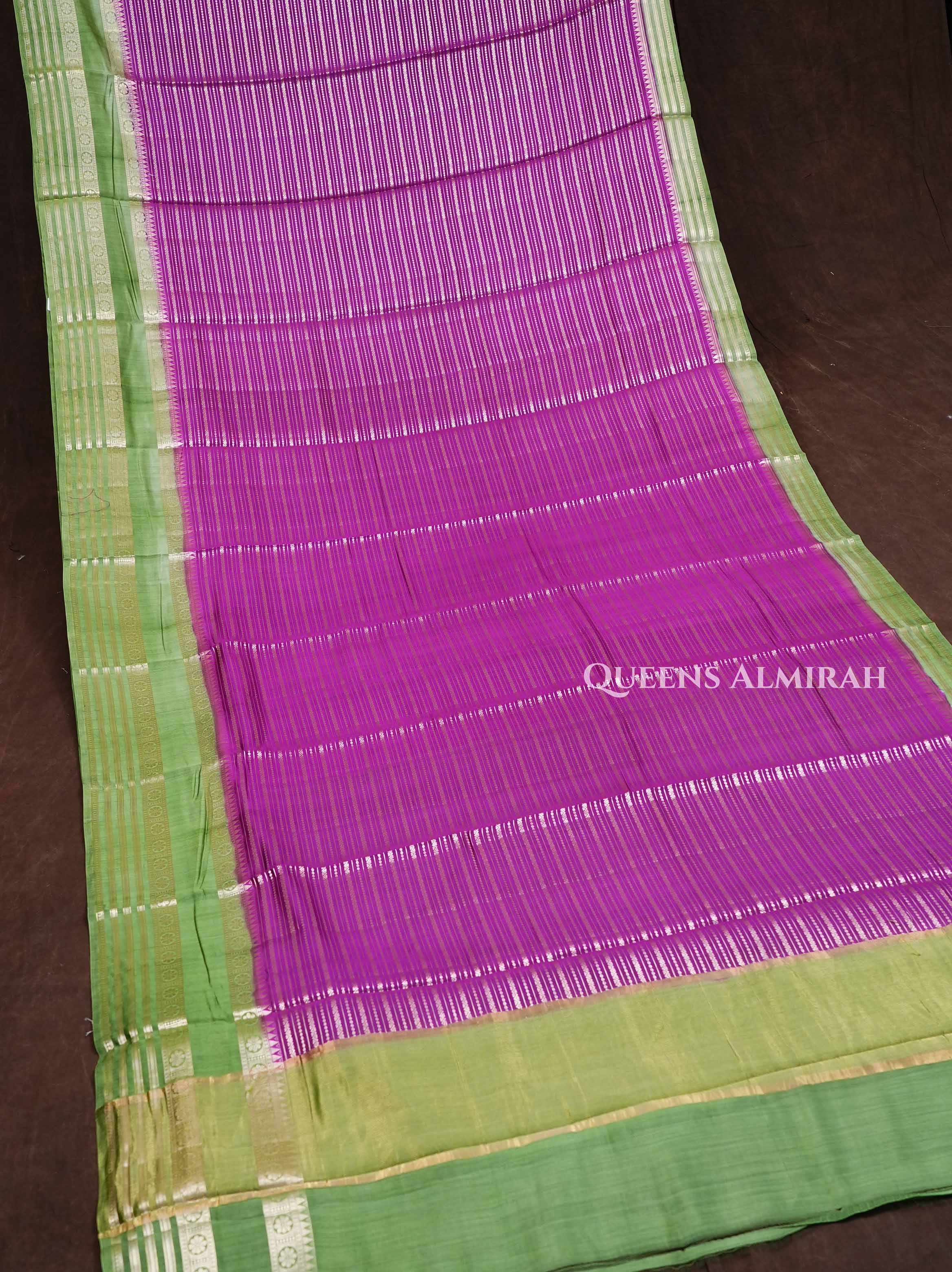 Vadamalli Purple With Green Chiniya Silk Saree