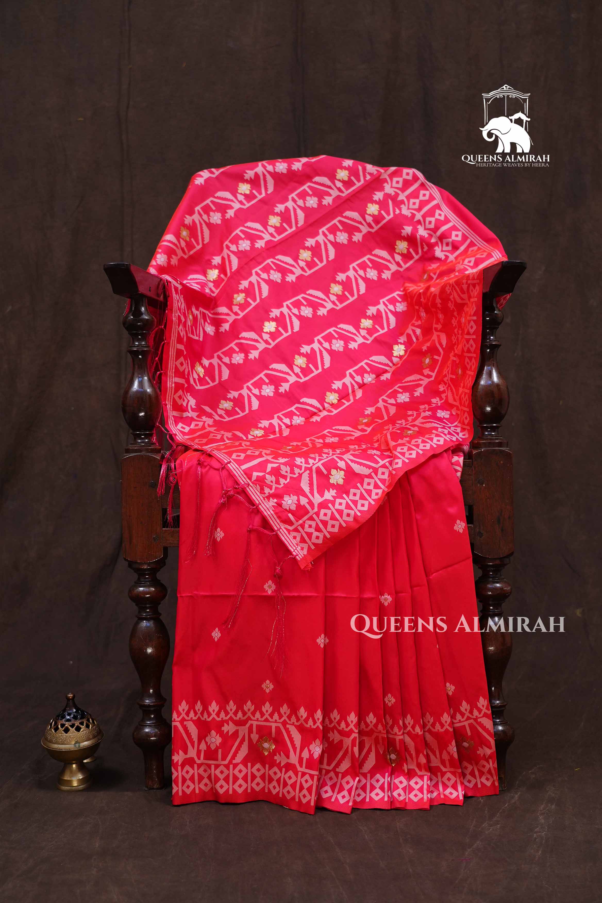 Red Jamdani Butter Silk Saree