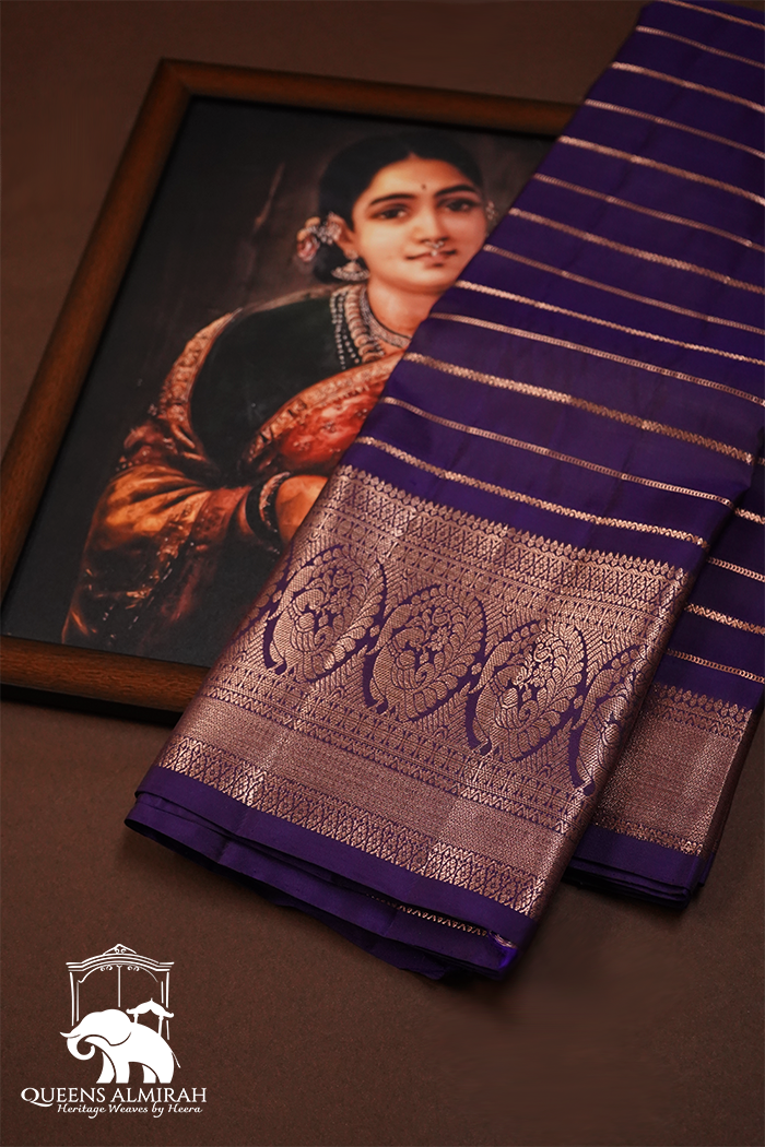 PURPLE HAZE WITH ROSE GOLD PURE KANCHIVARAM SAREE - Queens Jewel Emporium