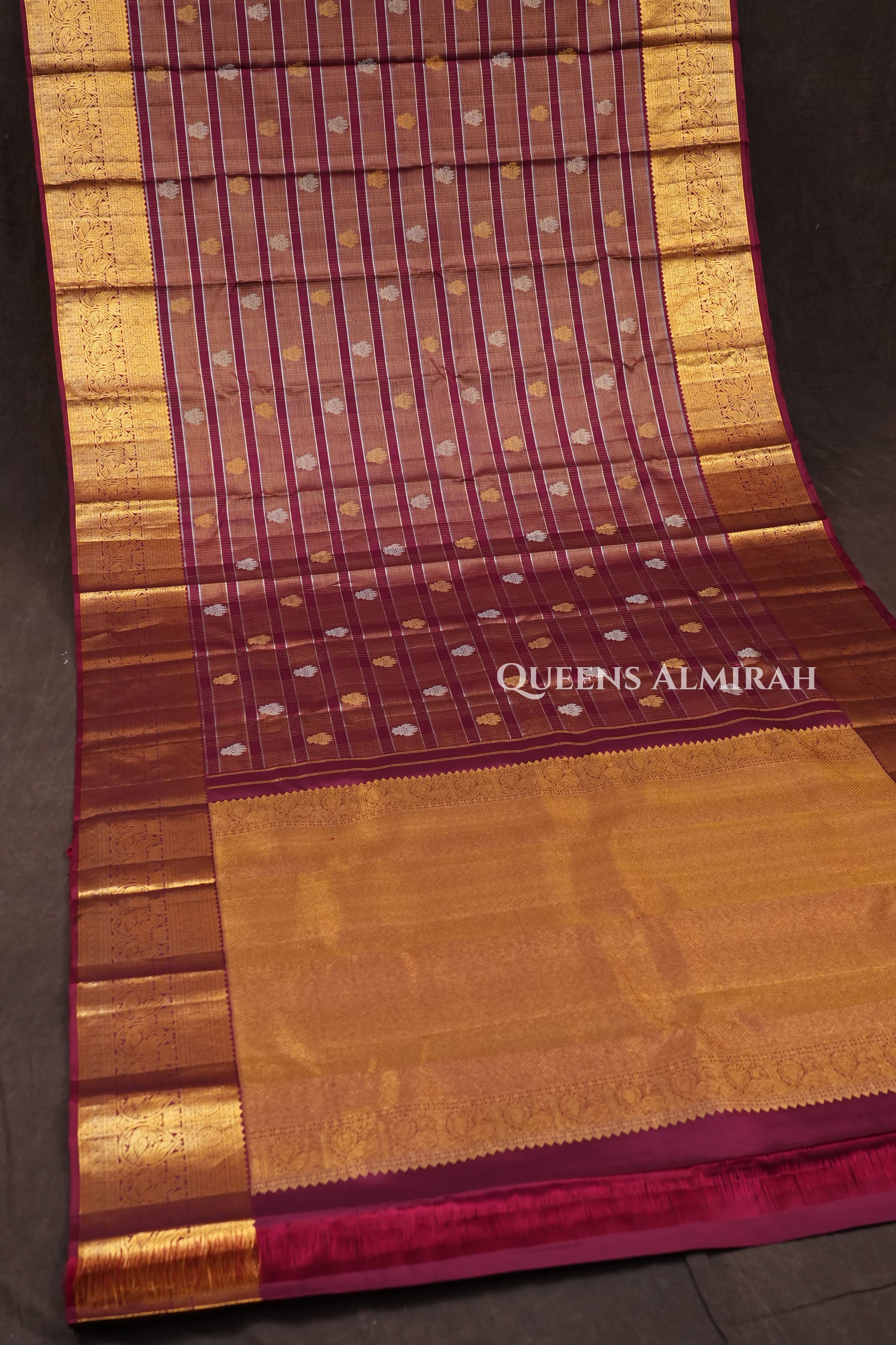 Maroon Payadi Long Border Pure Kanchivaram Silk Saree