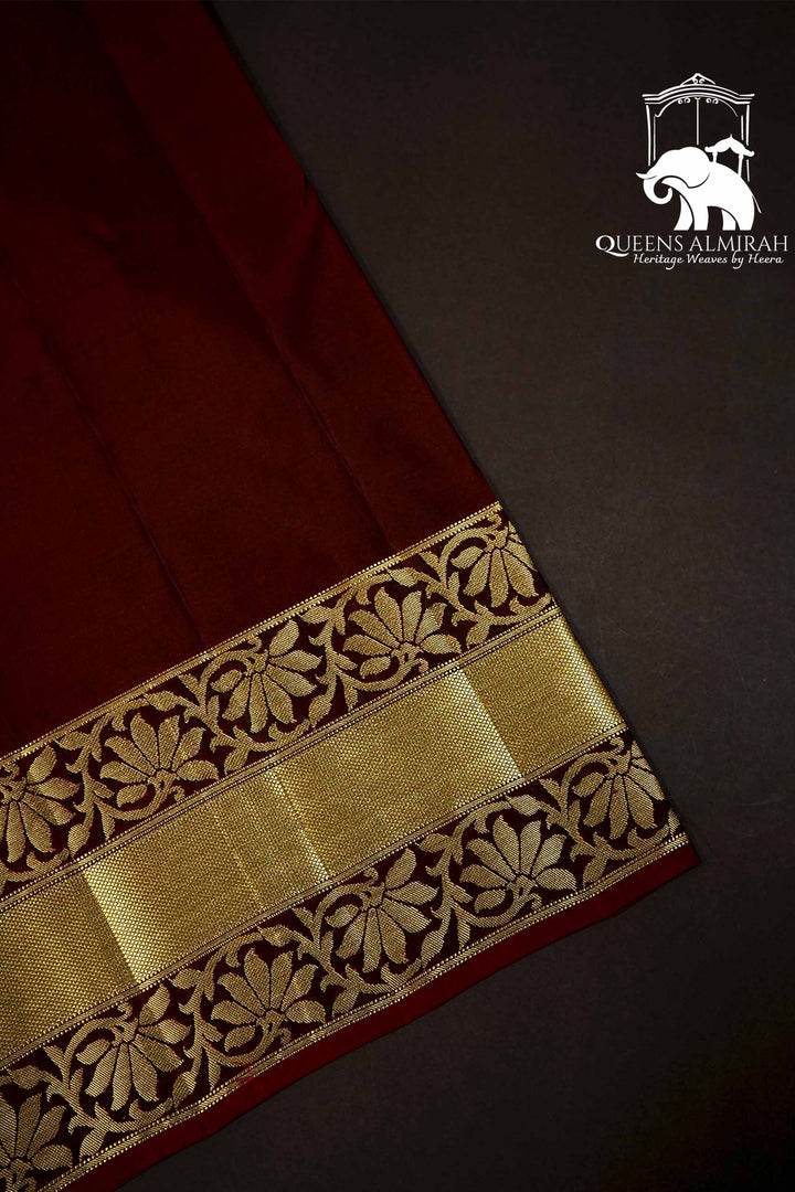 BLACK WITH DARK MAROON SOFT SILK SAREE - Queens Jewel Emporium