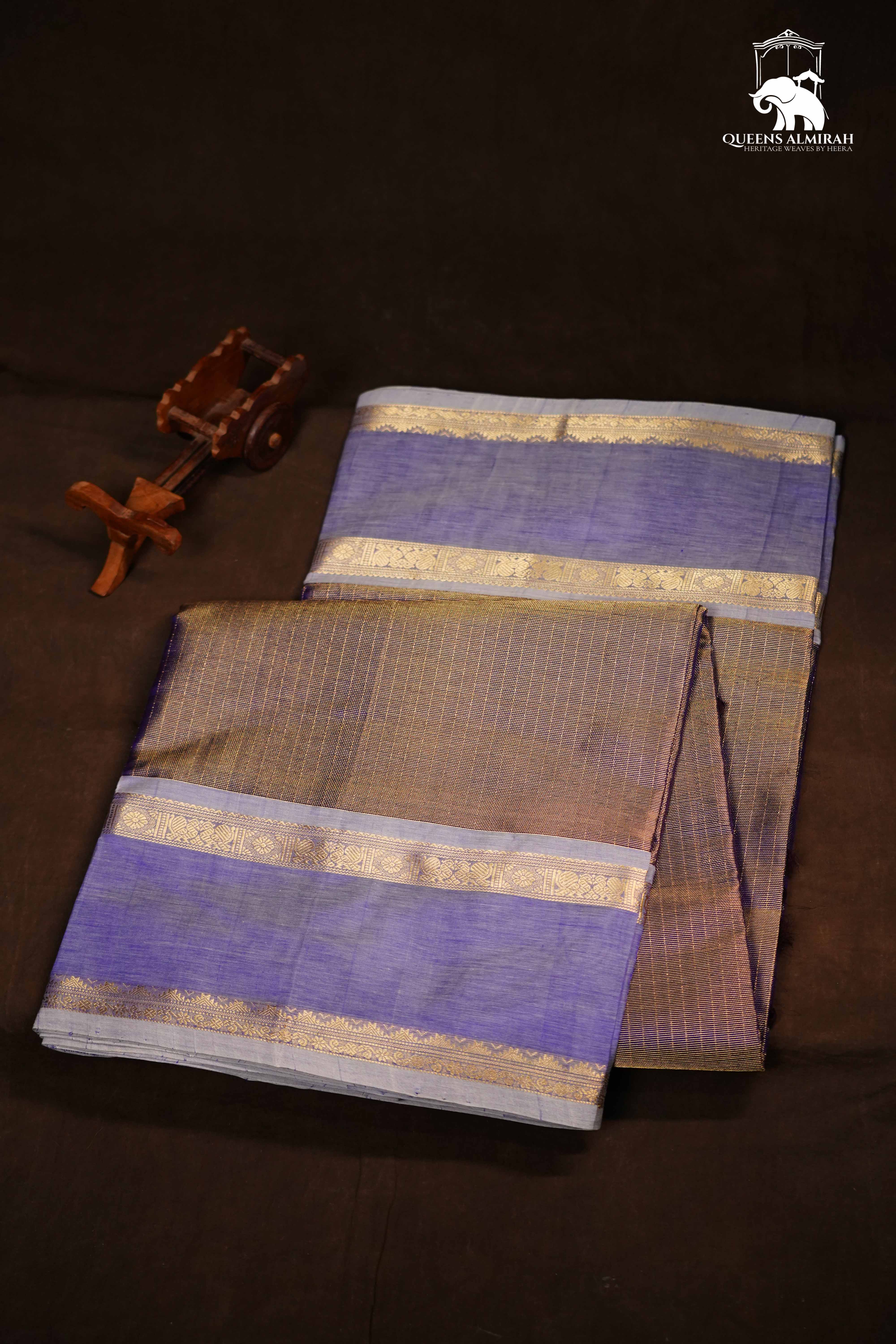 Dual Shade Of Lavender-Royal Karaikudi Chettinad Tissue Silk Cotton Saree