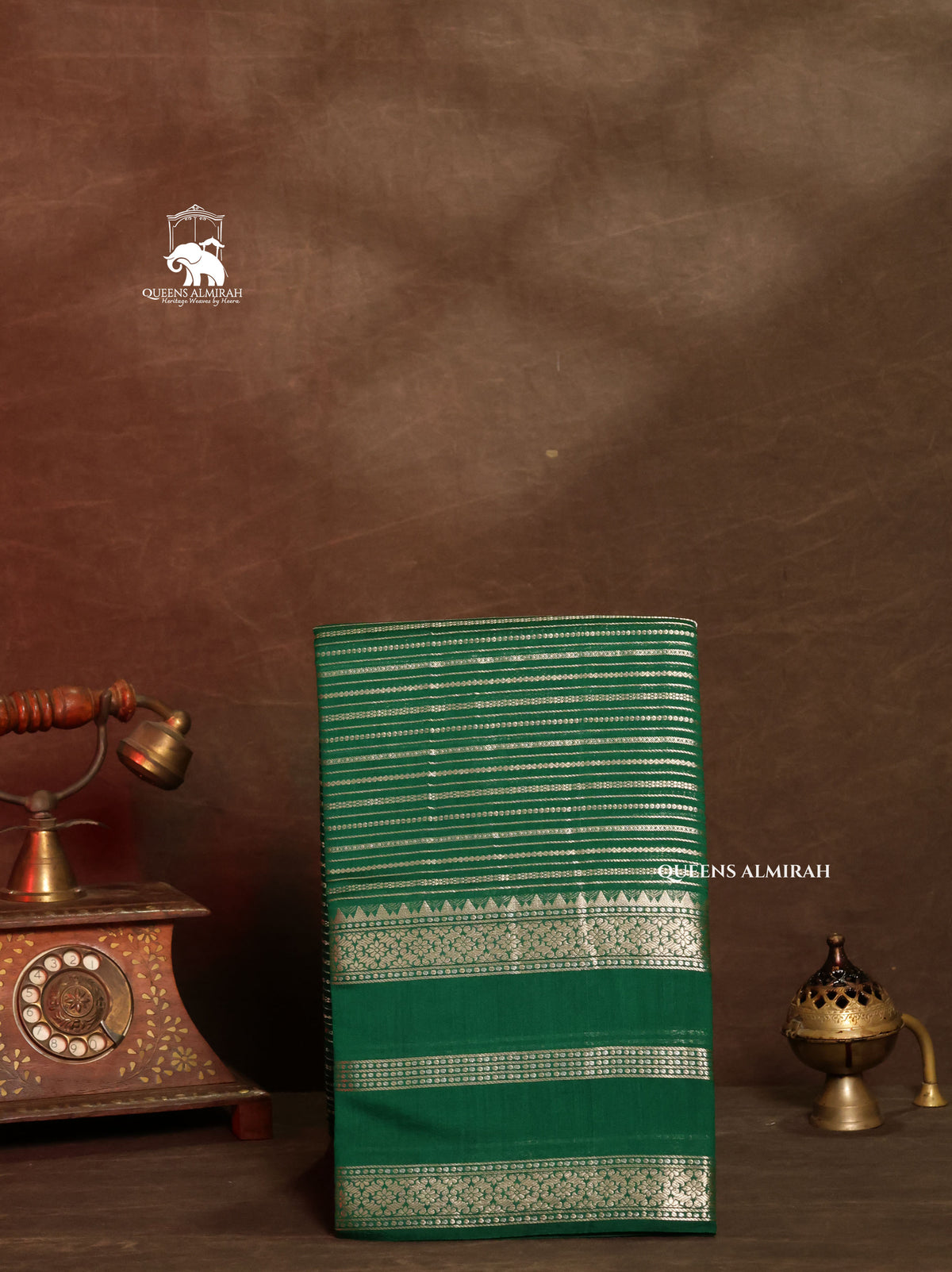 Rama Green Chiniya Silk Saree