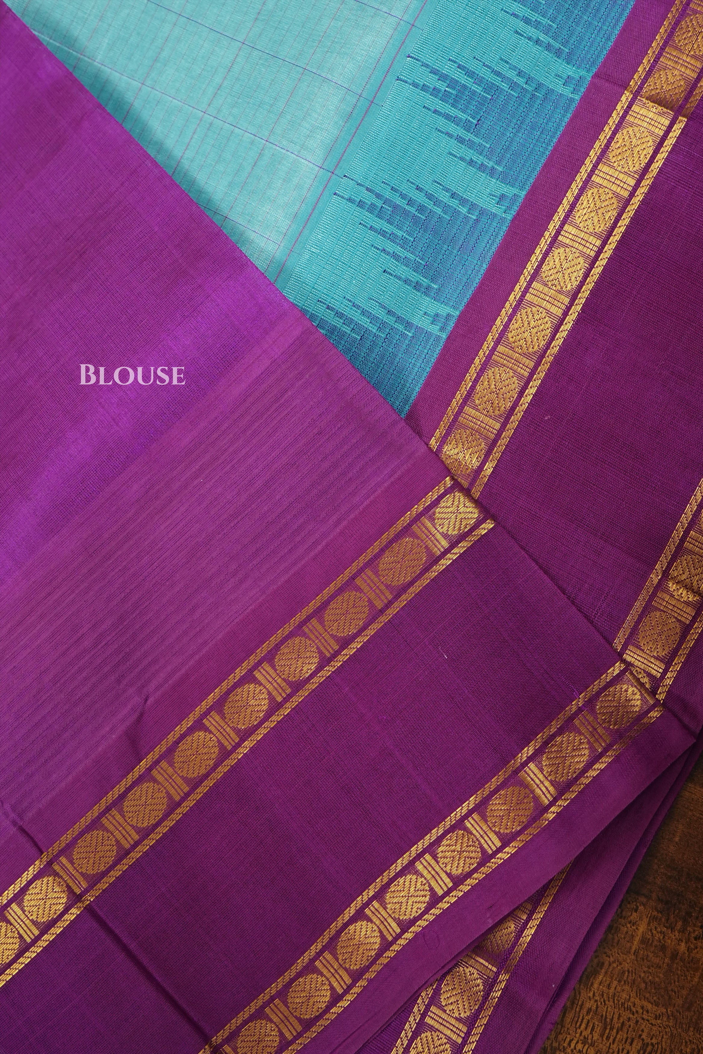 Sky Blue With Purple Pure Kanchi Silk Cotton Saree