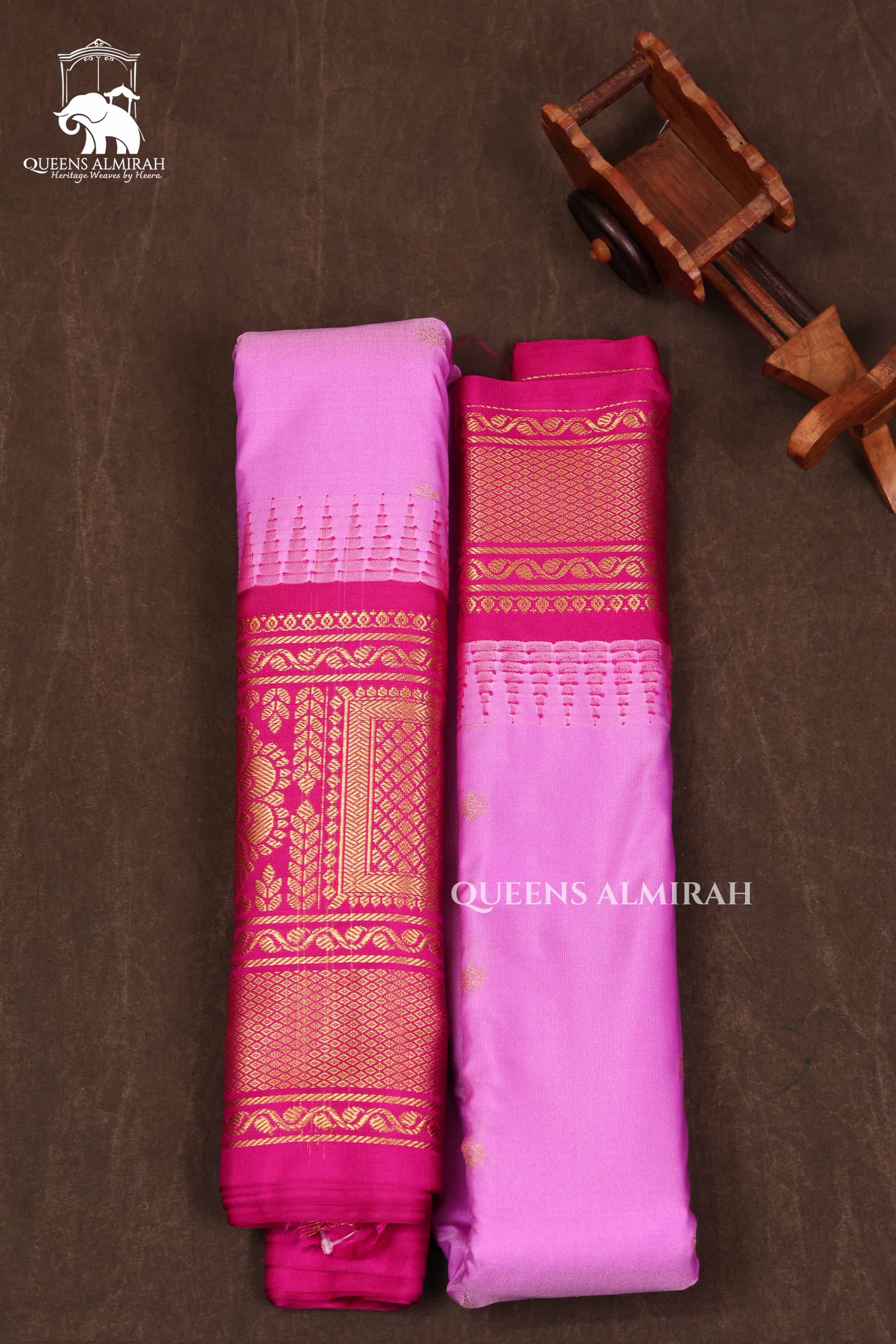Pink With Magenta Pink Semi Gadwal Silk Saree