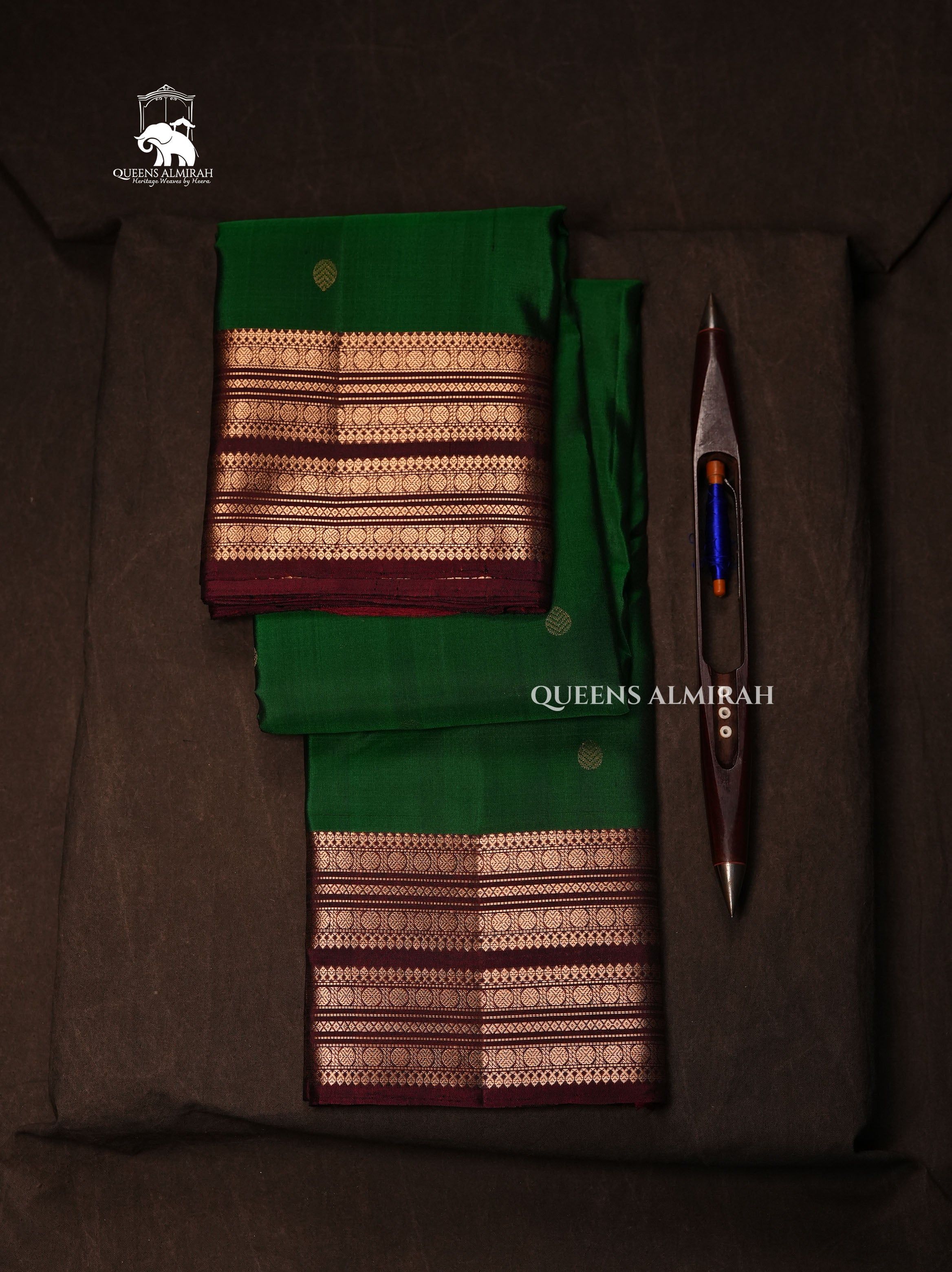 Leaf Green With Maroon Pure Kanchivaram Silk Saree