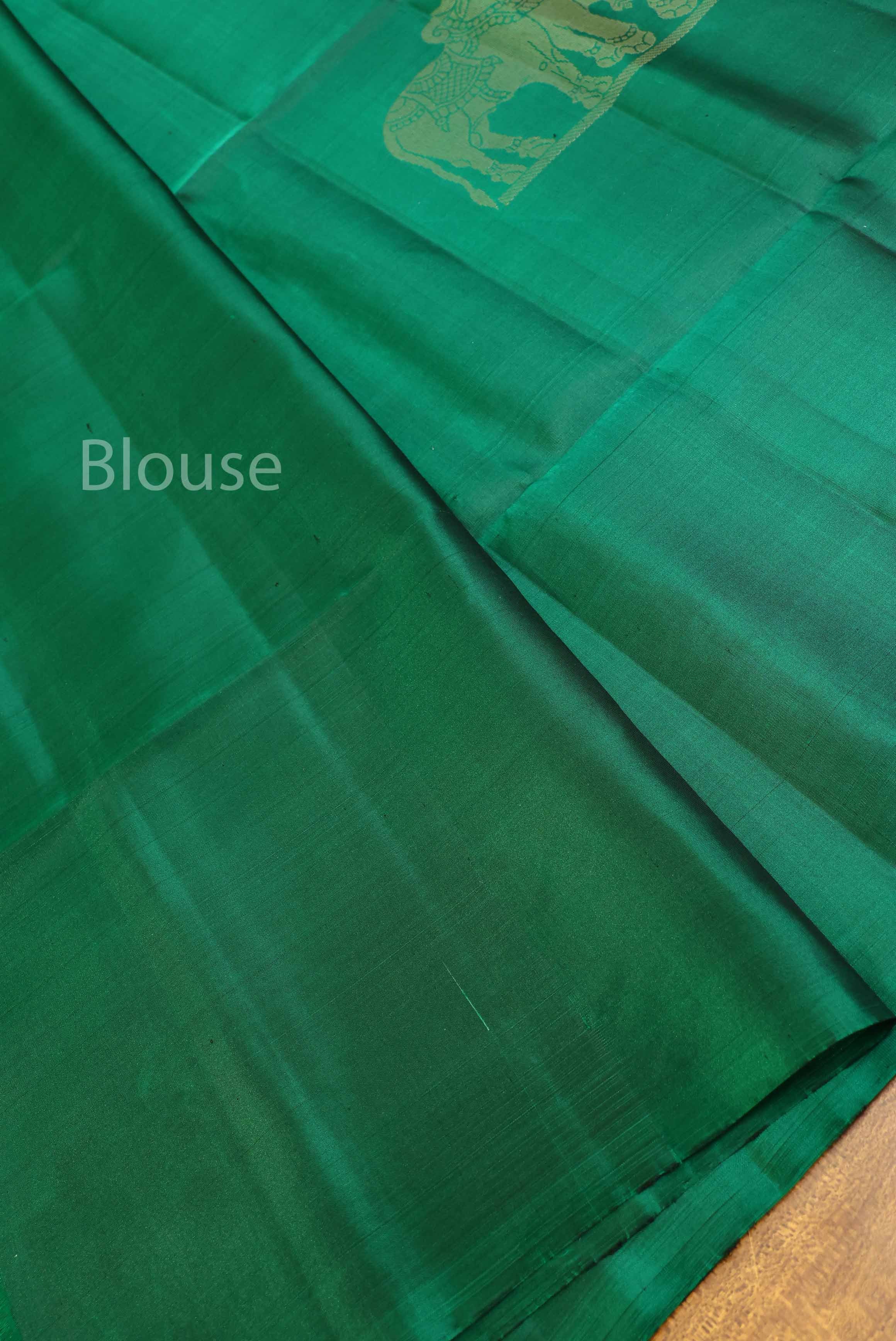 Dark Green Pure Soft Silk Saree