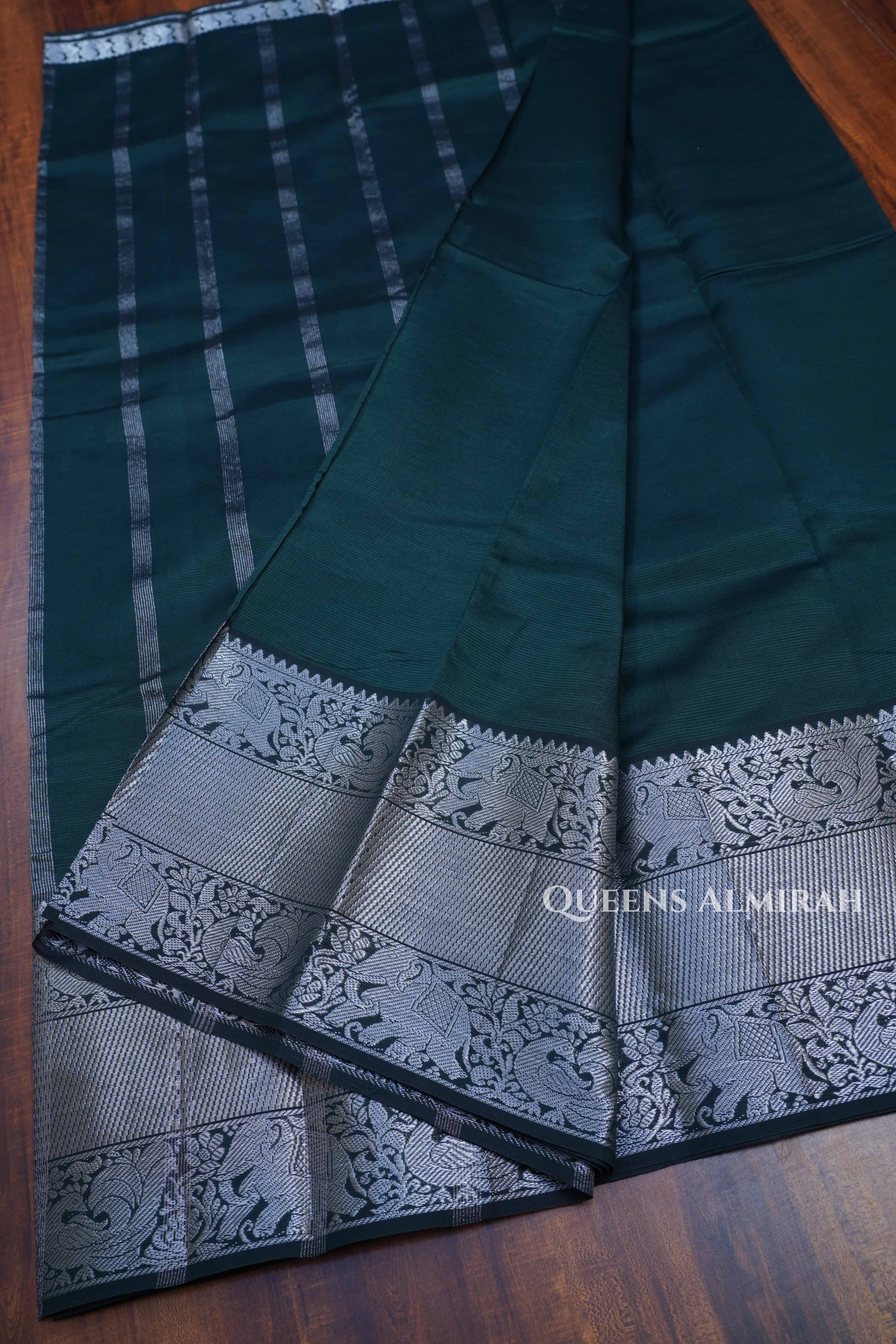 Peacock Blue Mangalgiri Saree
