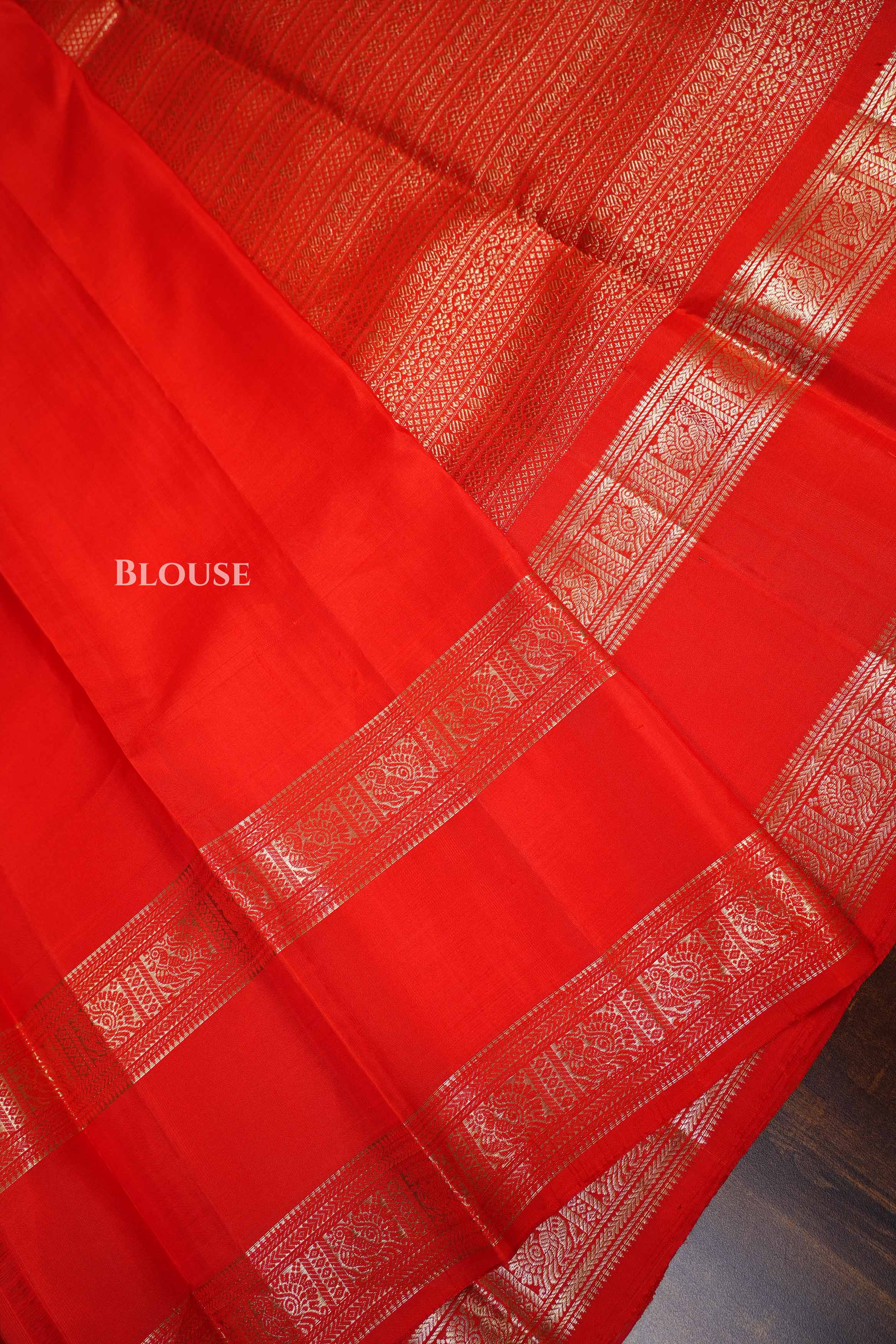 Tomato Red Pure Kanchivaram Silk Saree