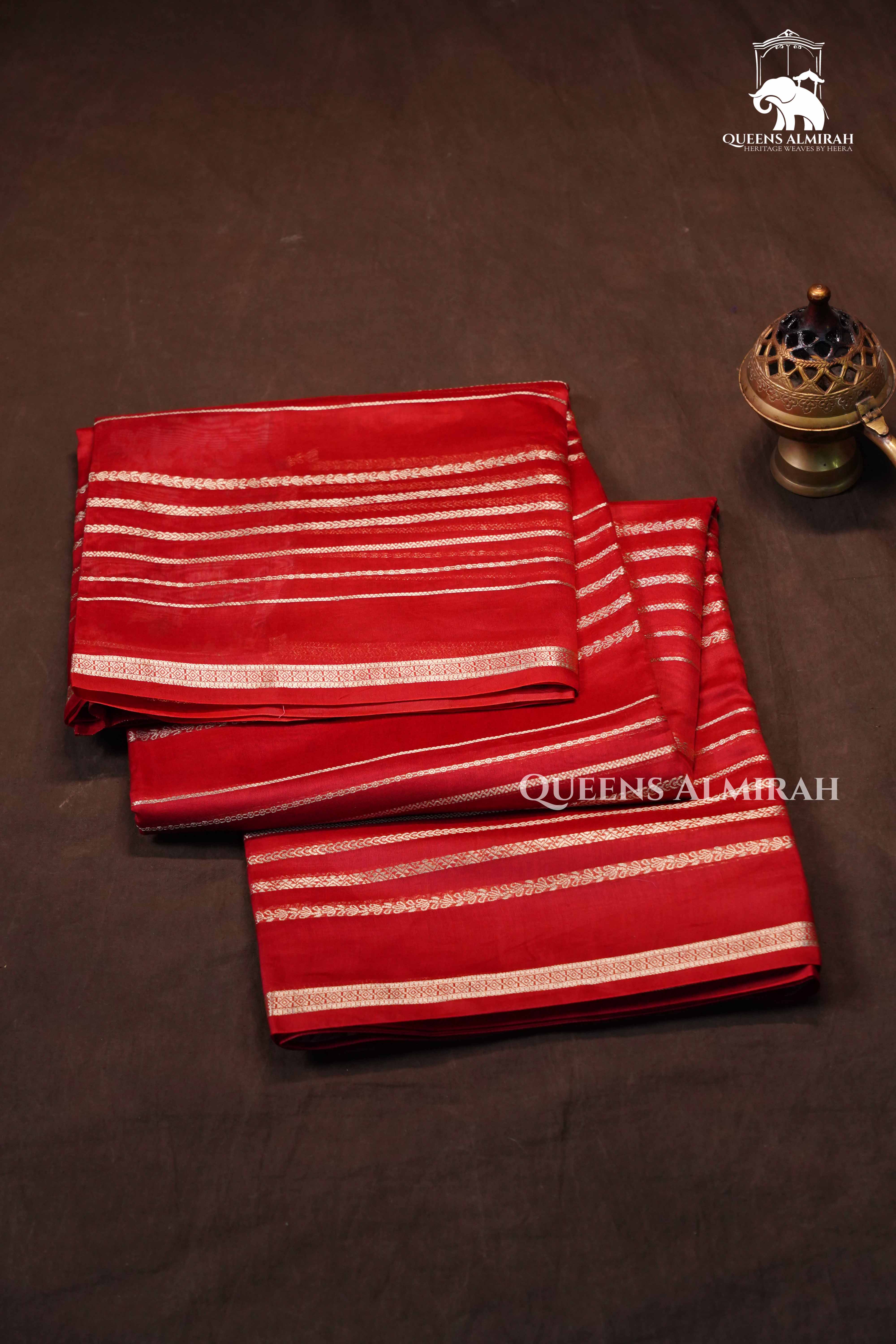 Dark Red Chanderi Silk Cotton Saree