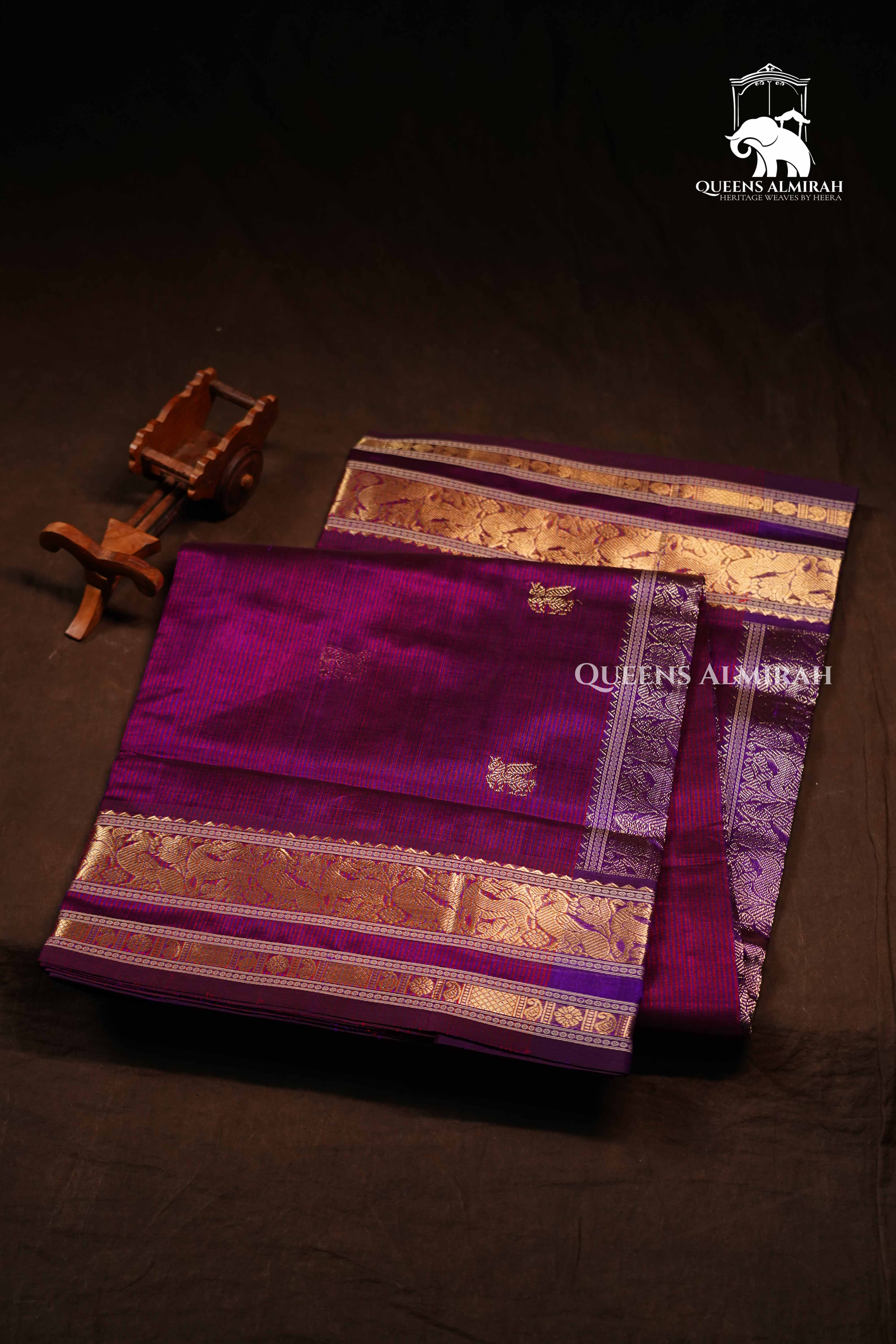 Plum Purple  Karaikudi Chettinad Silk Cotton Saree