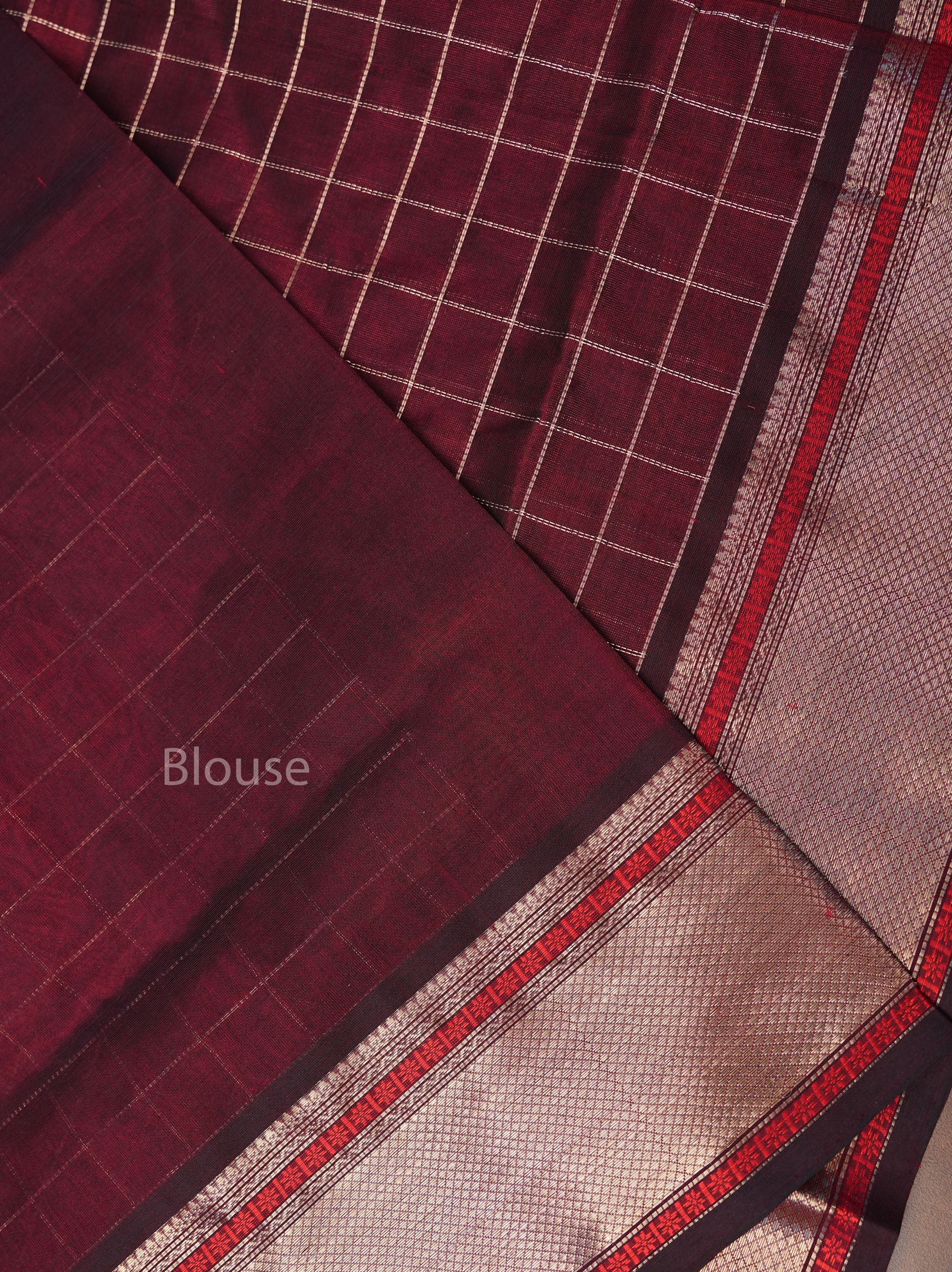 Dark Coffee Powder Brown Chettinad Silk Cotton Saree