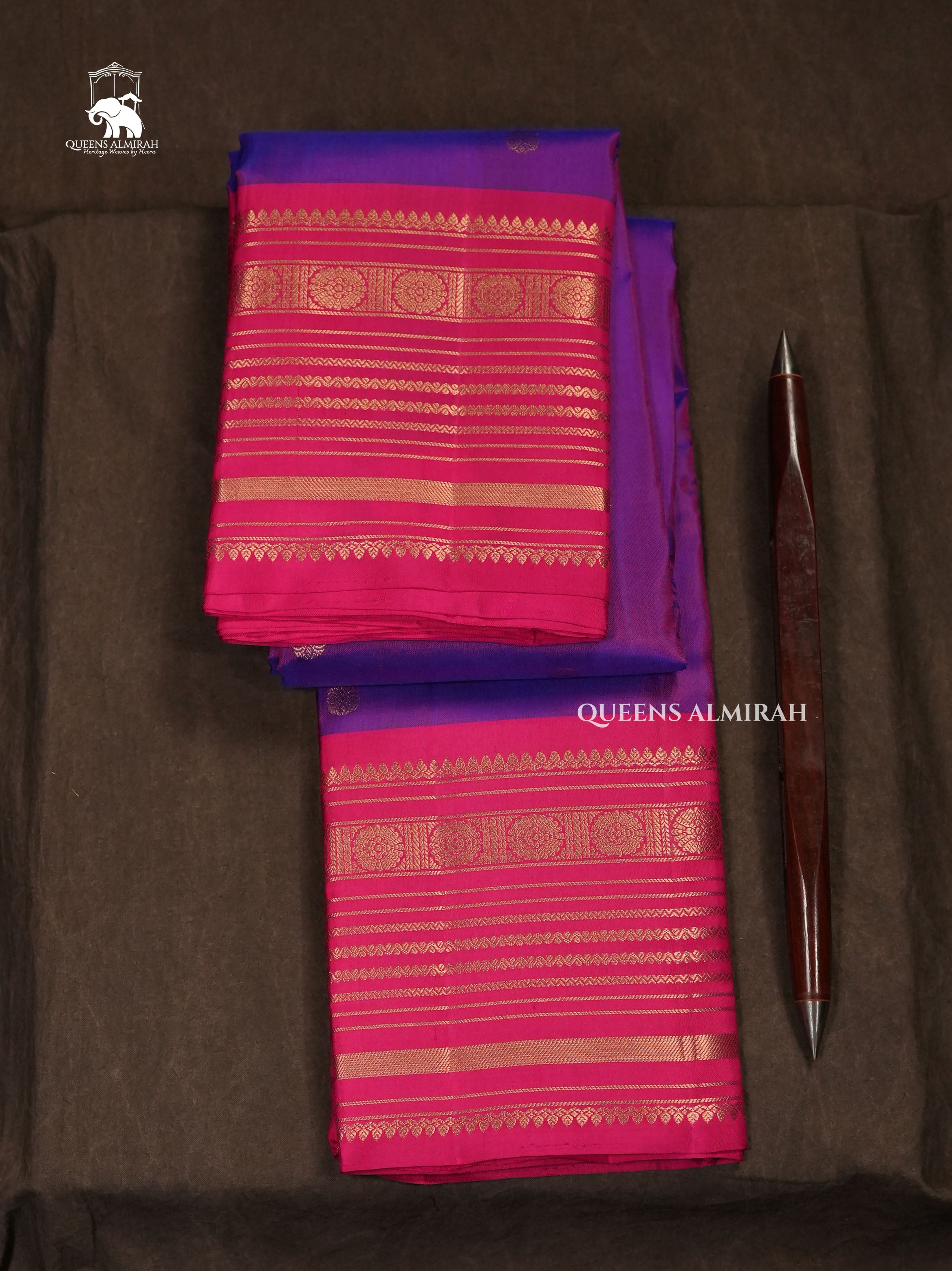 Vadamalli Purple With Rani Pink Pure Kanchivaram Silk Saree