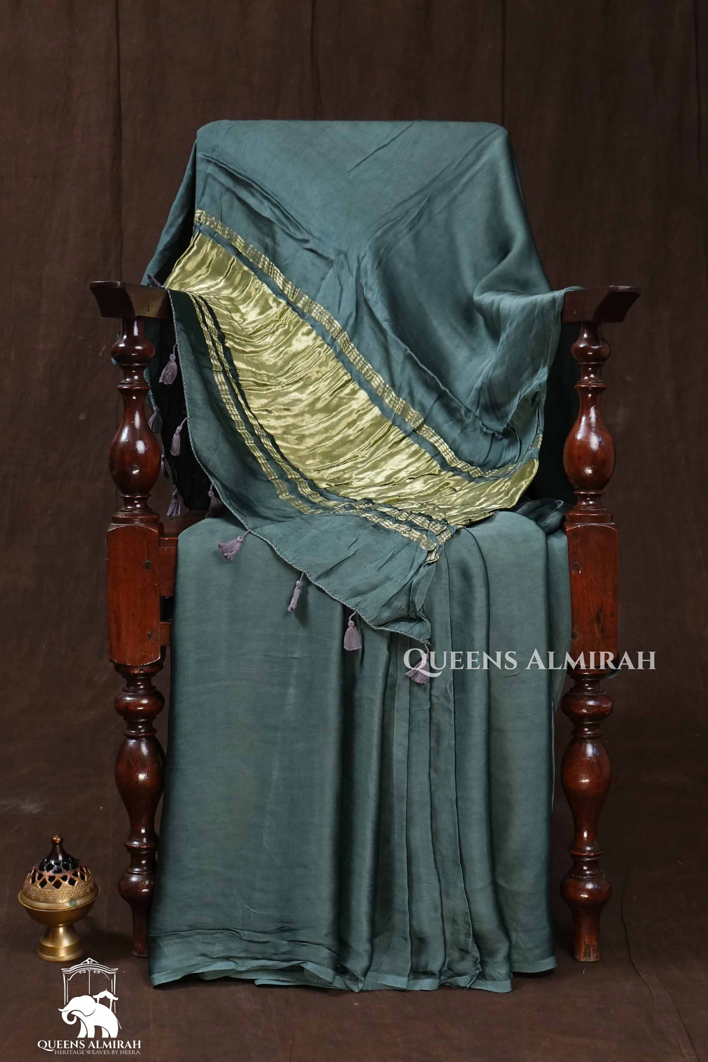 Grey Green Modal Silk Saree