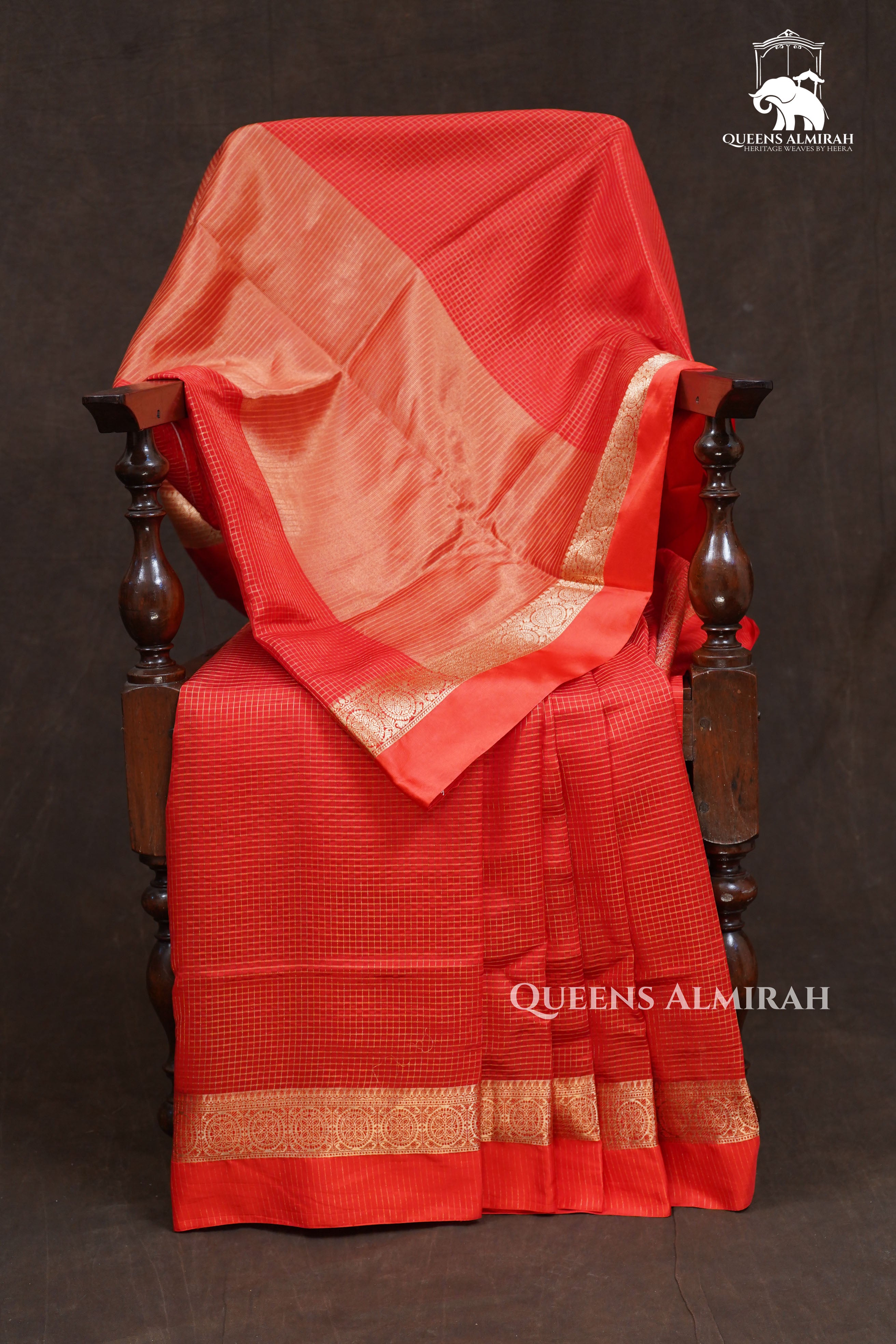 Red Maheshwari Silk Saree