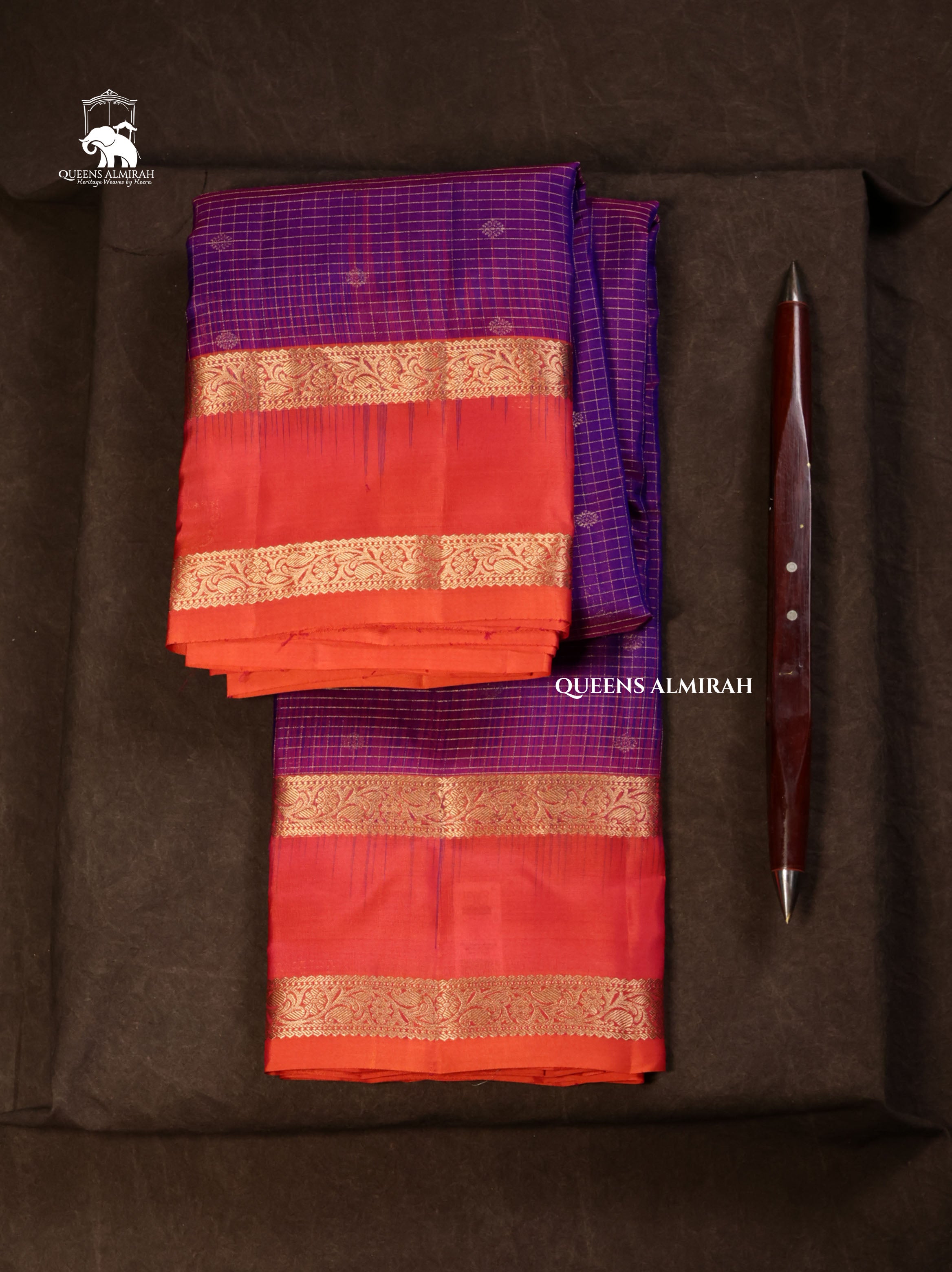 Purple With Orange Pure Kanchivaram Silk Saree