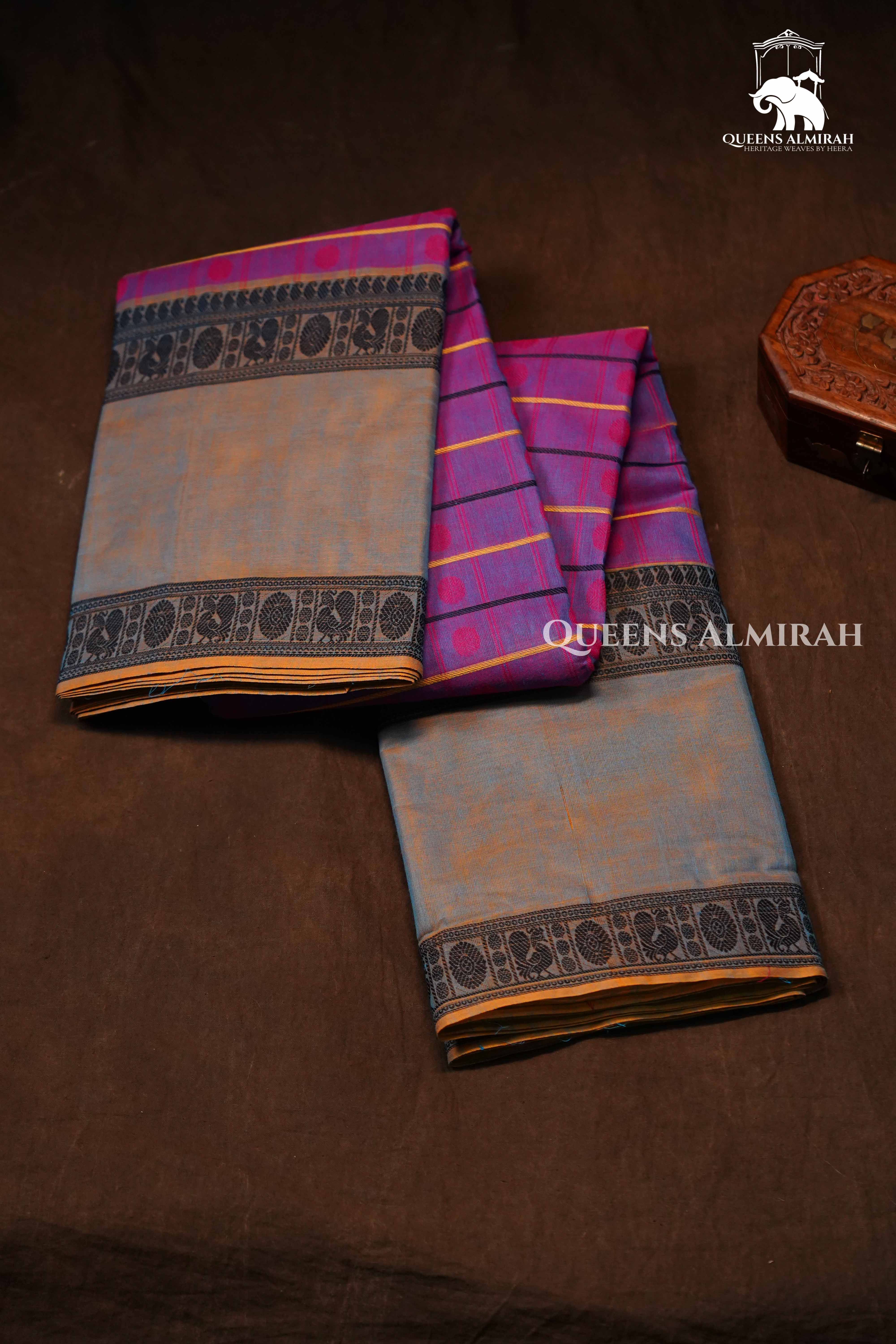 Warm Purple Chettinad Cotton Saree